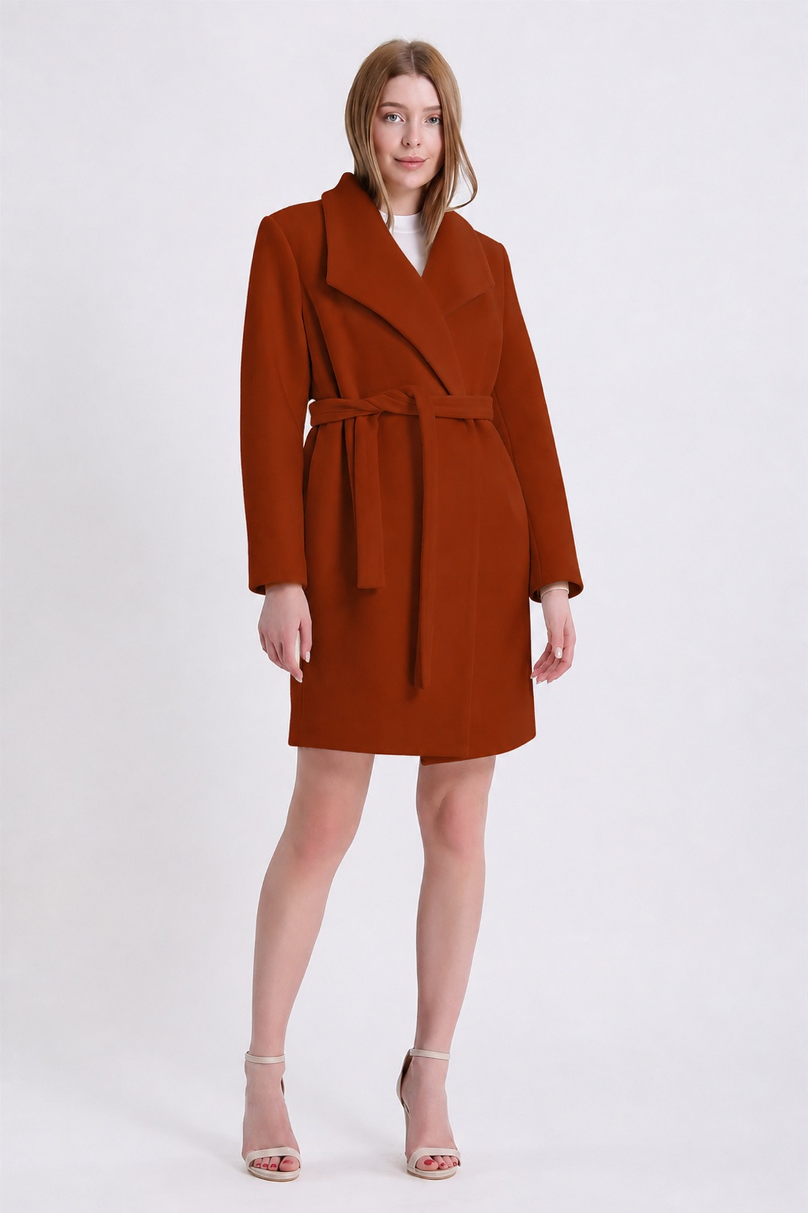 Manteau en cachemire brun rouille, LC Leather Club