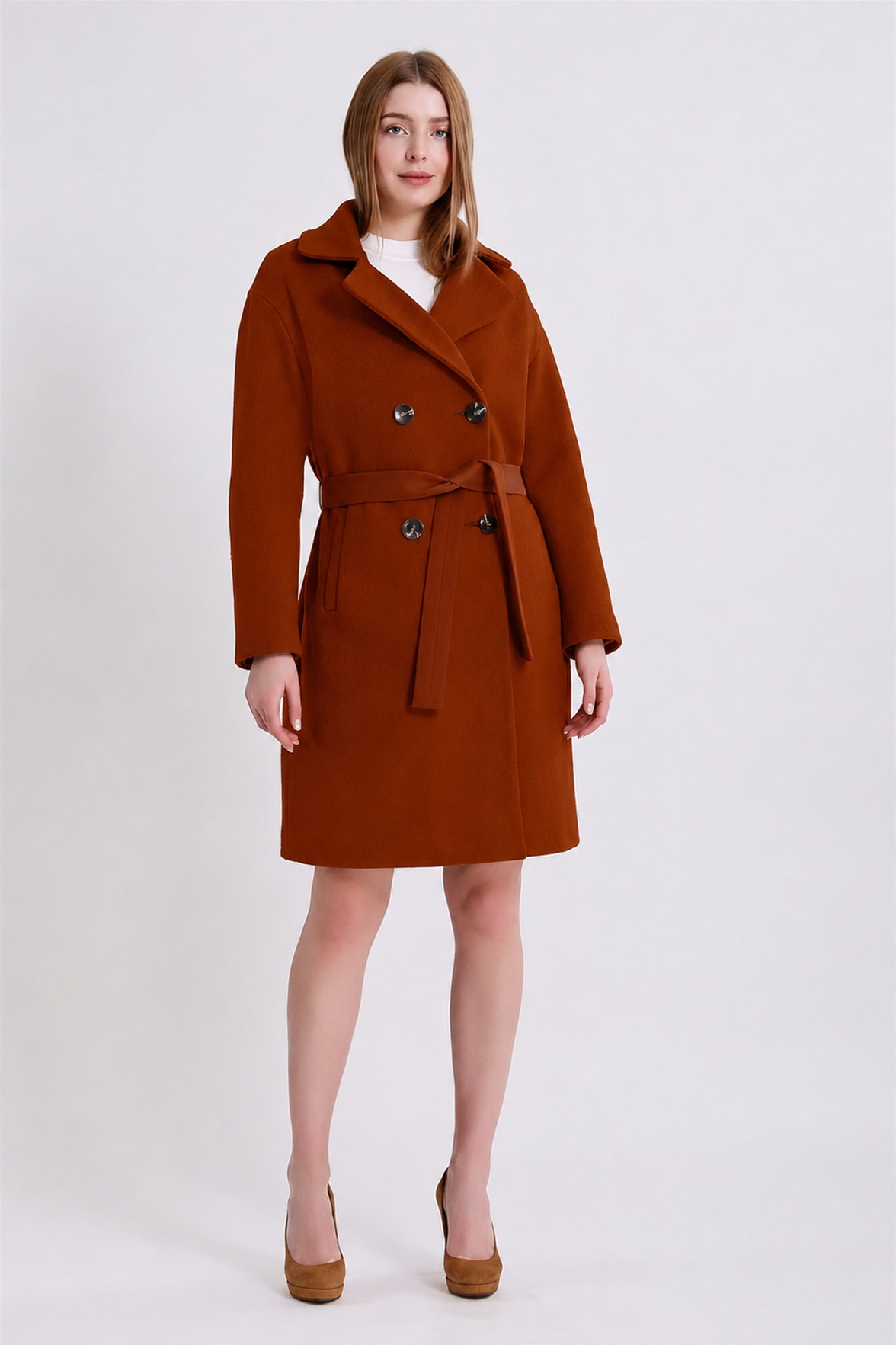 Manteau en cachemire marron roux, LC Leather Club