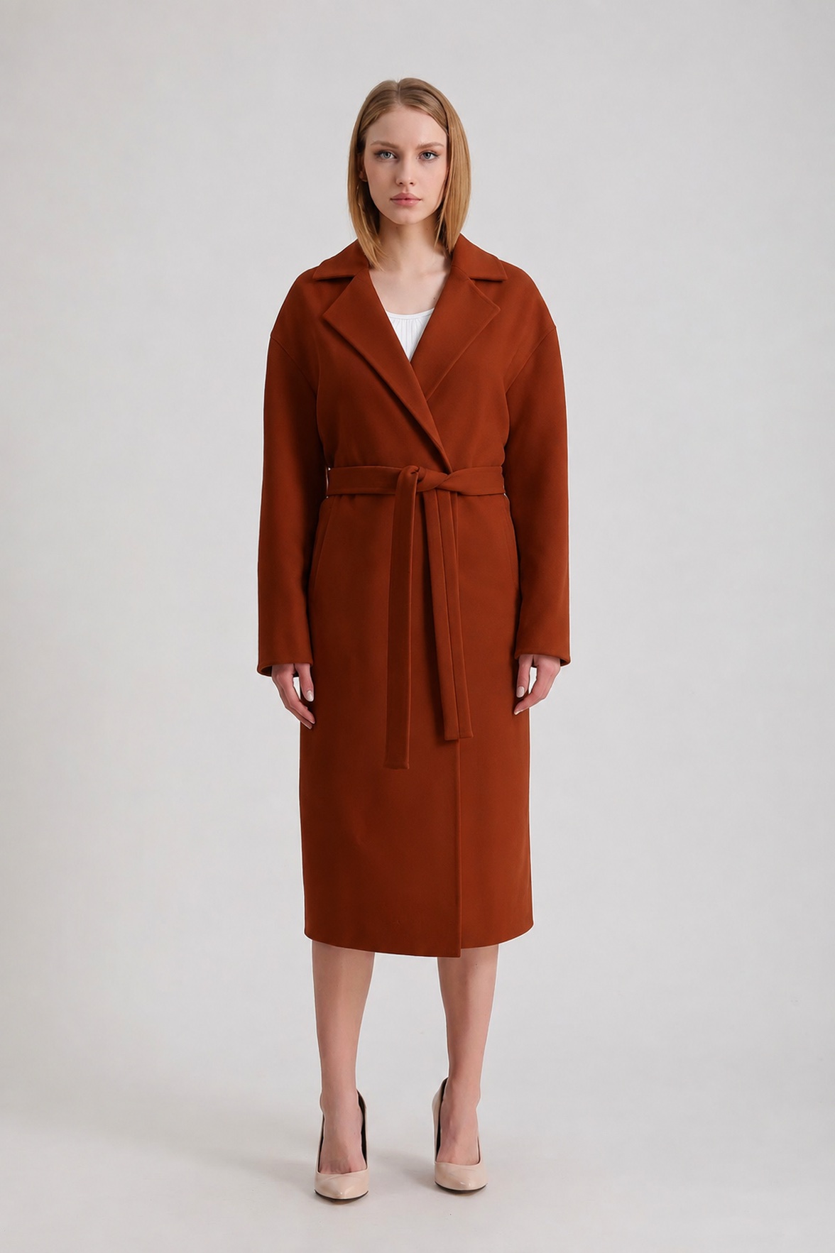 Manteau en cachemire brun rouille, LC Leather Club