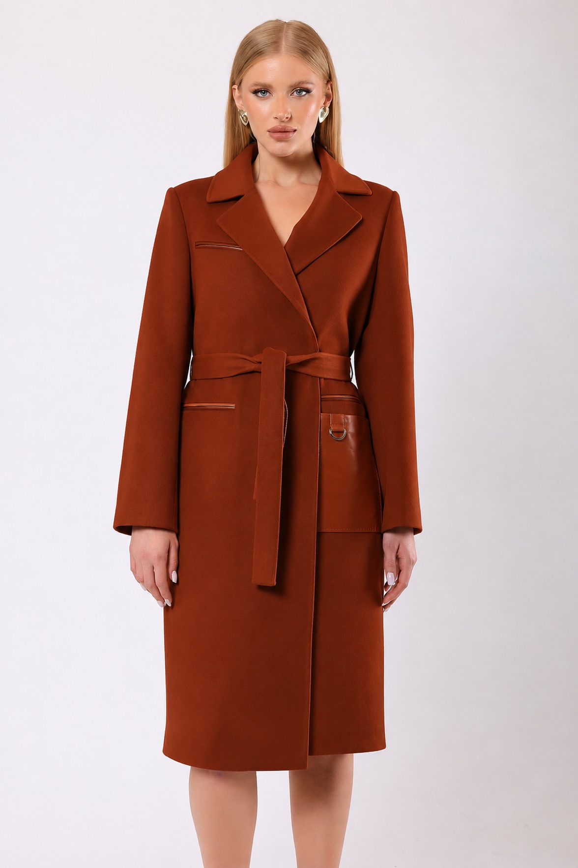 Manteau Katherine en cachemire rouille, LC Leather Club