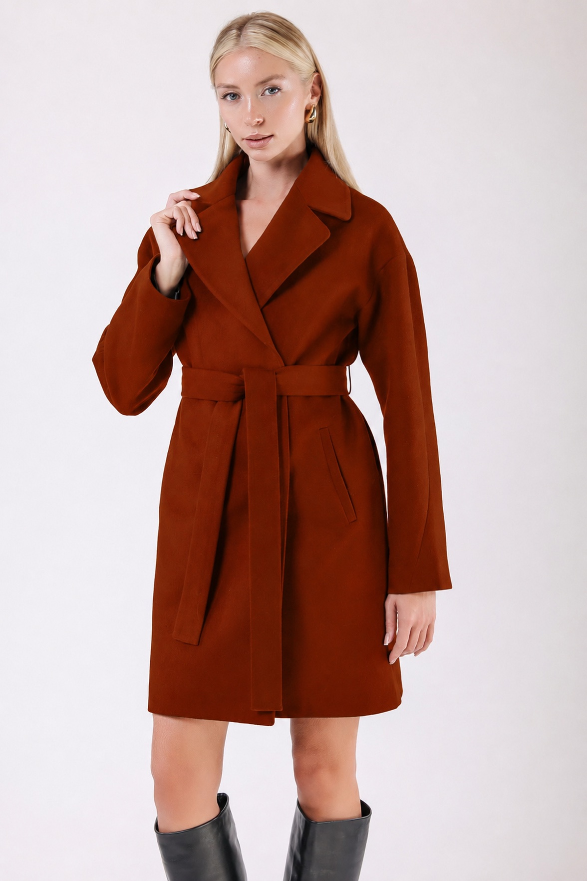 Manteau en cachemire brun rouille sursize, LC Leather Club