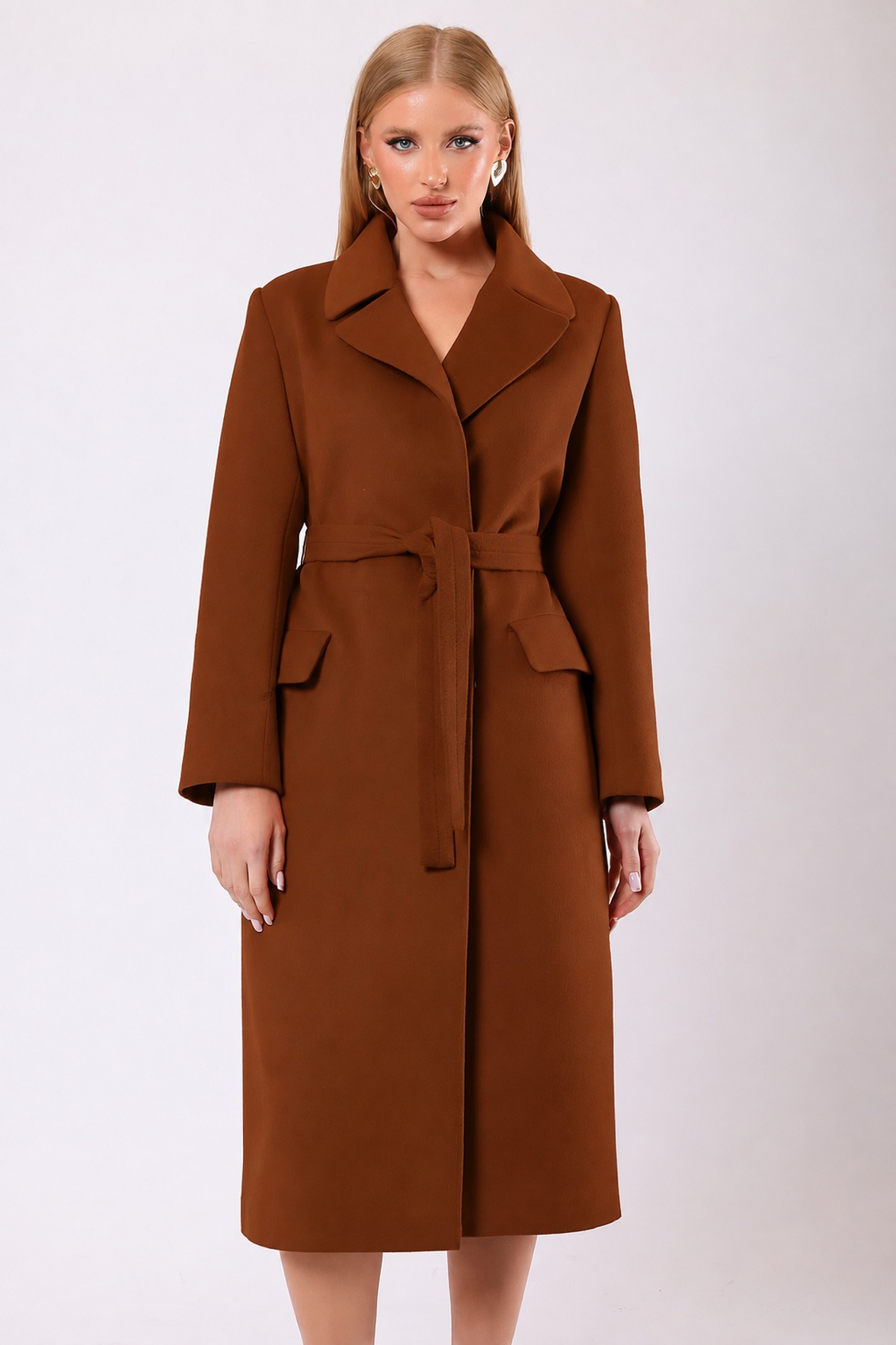 Manteau Rosalinda en cachemire brun rouille, LC Leather Club