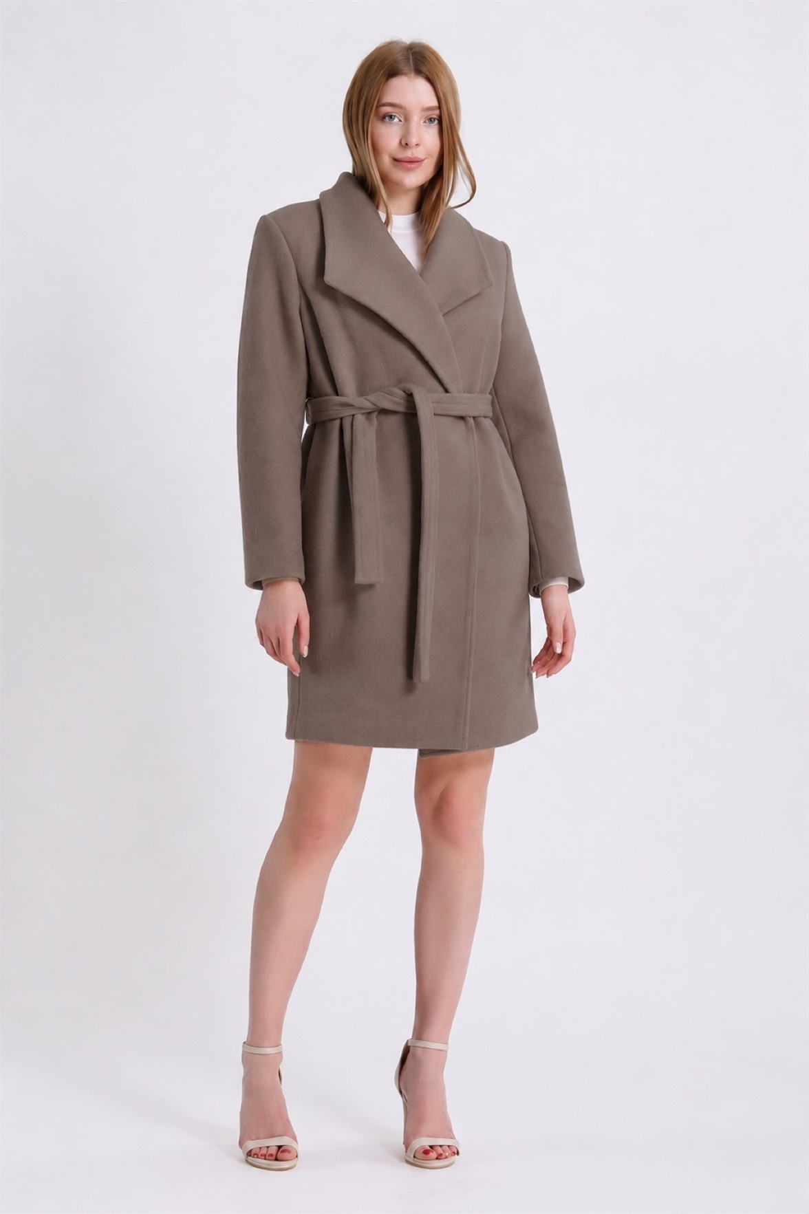 Manteau en cachemire beige foncé, LC Leather Club