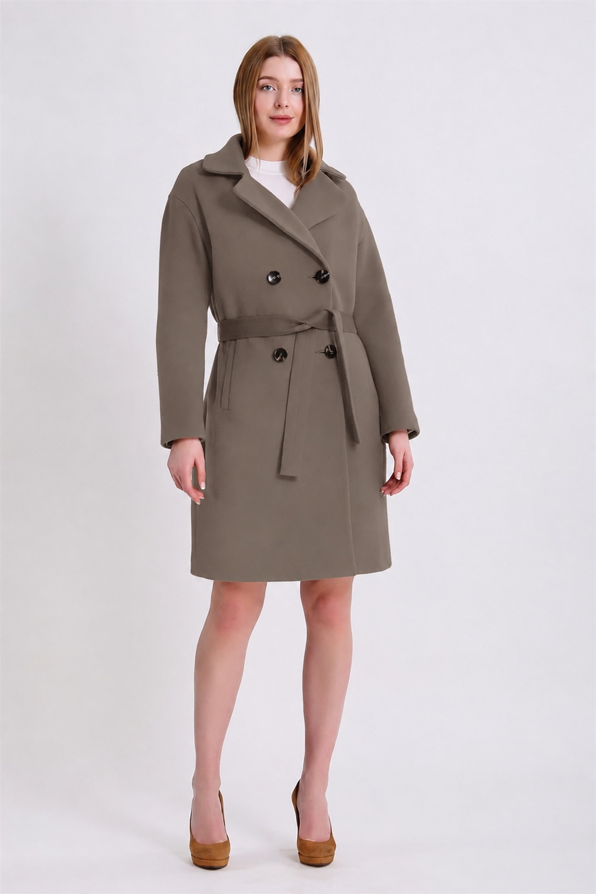 Manteau en cachemire beige foncé, LC Leather Club
