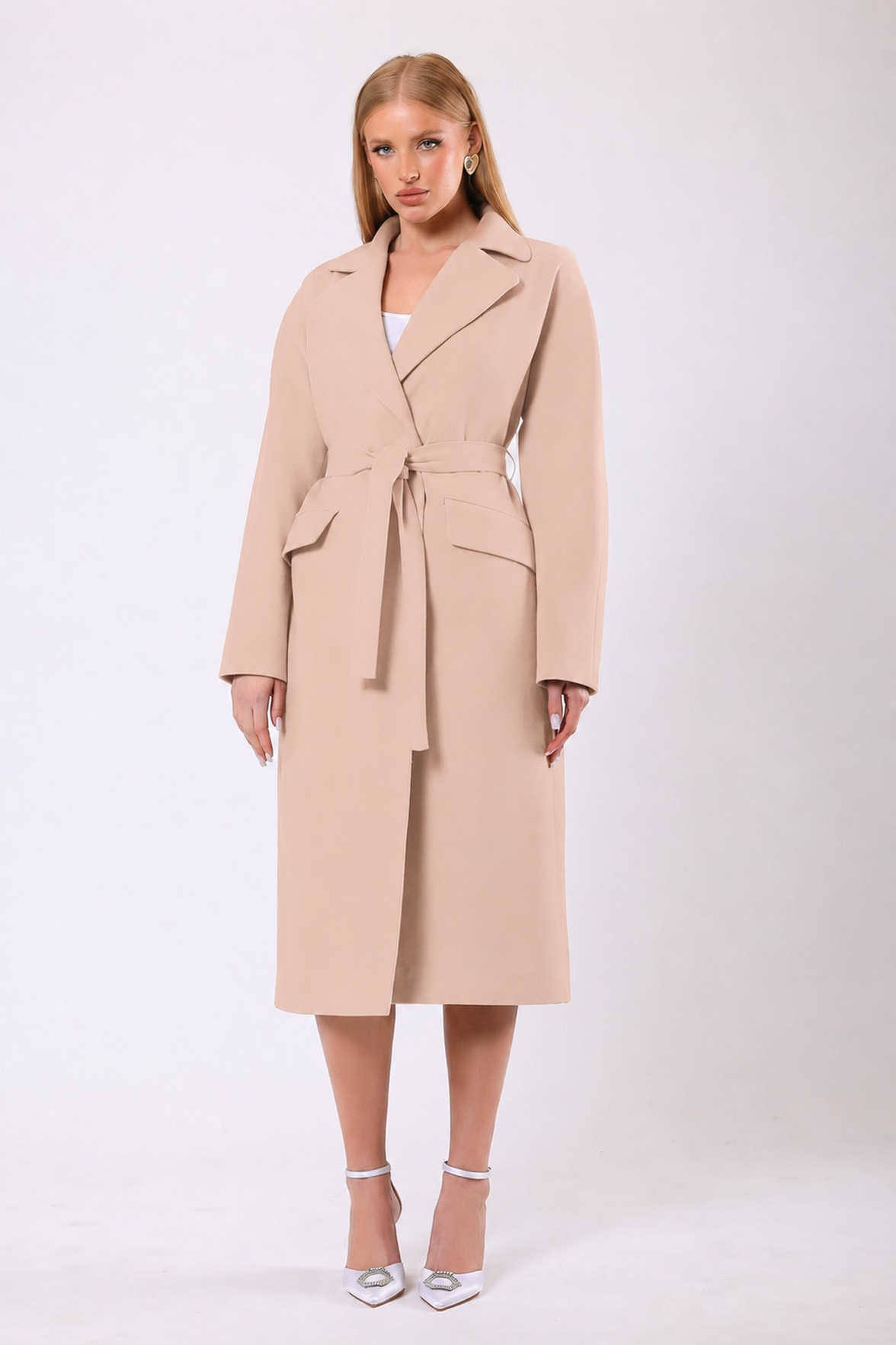 Manteau Carolina en cachemire couleur crème, LC Leather Club