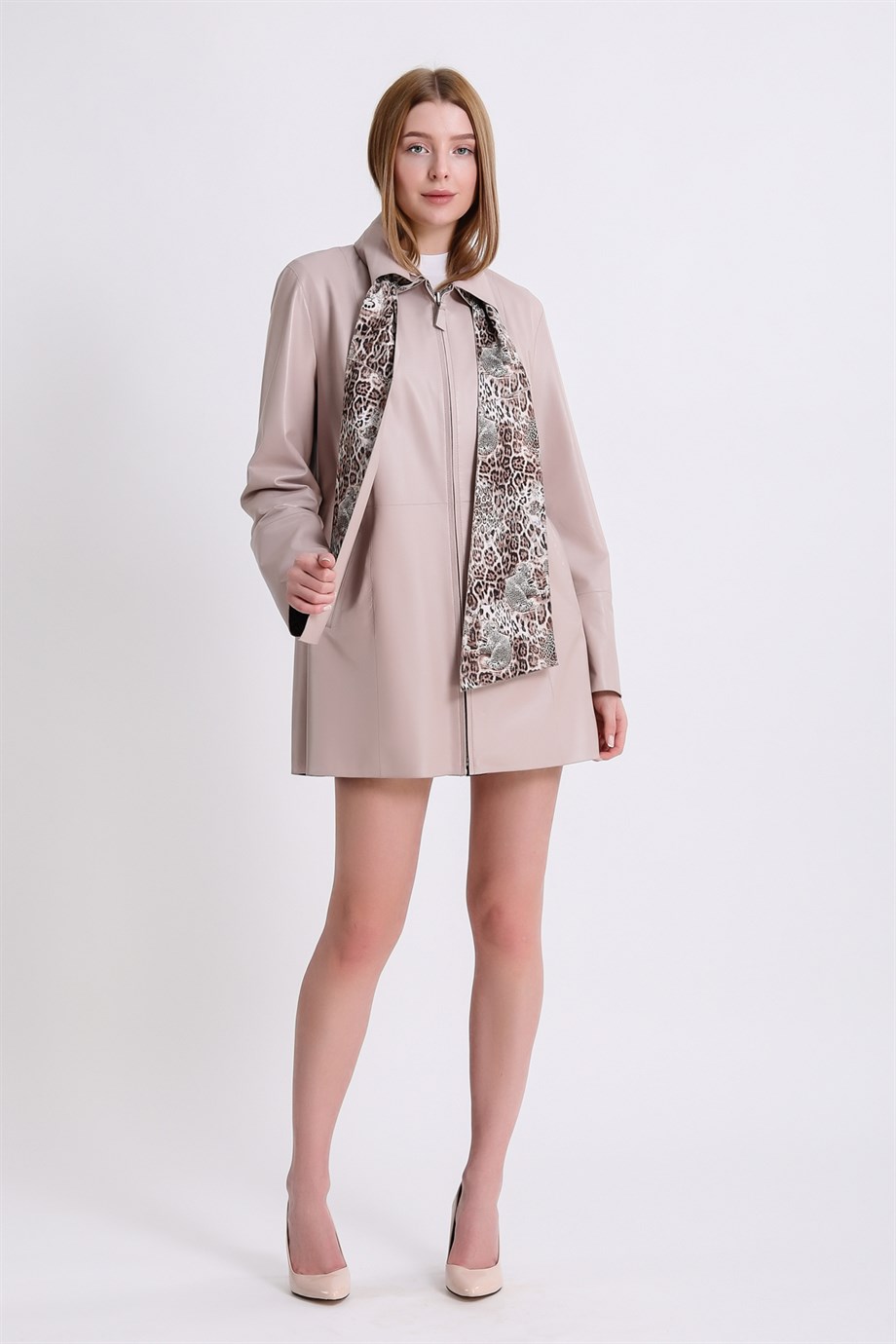 Manteau en cuir crème, LC Leather Club