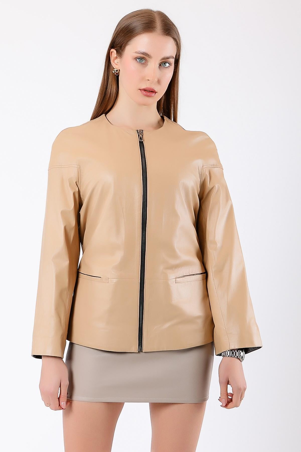 Veste en cuir crème, LC Leather Club