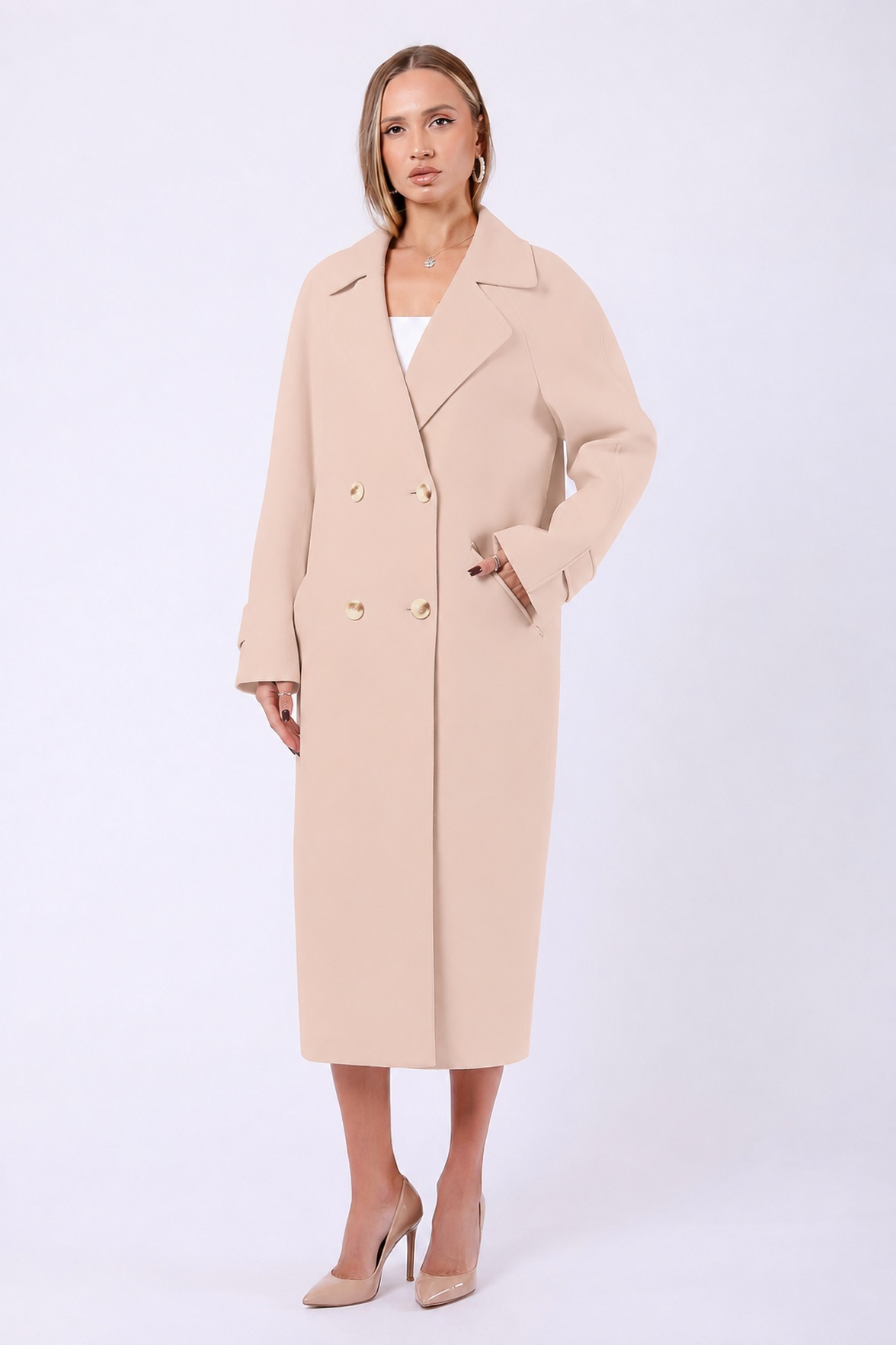 Manteau Katherine en pur cachemire crème, LC Leather Club