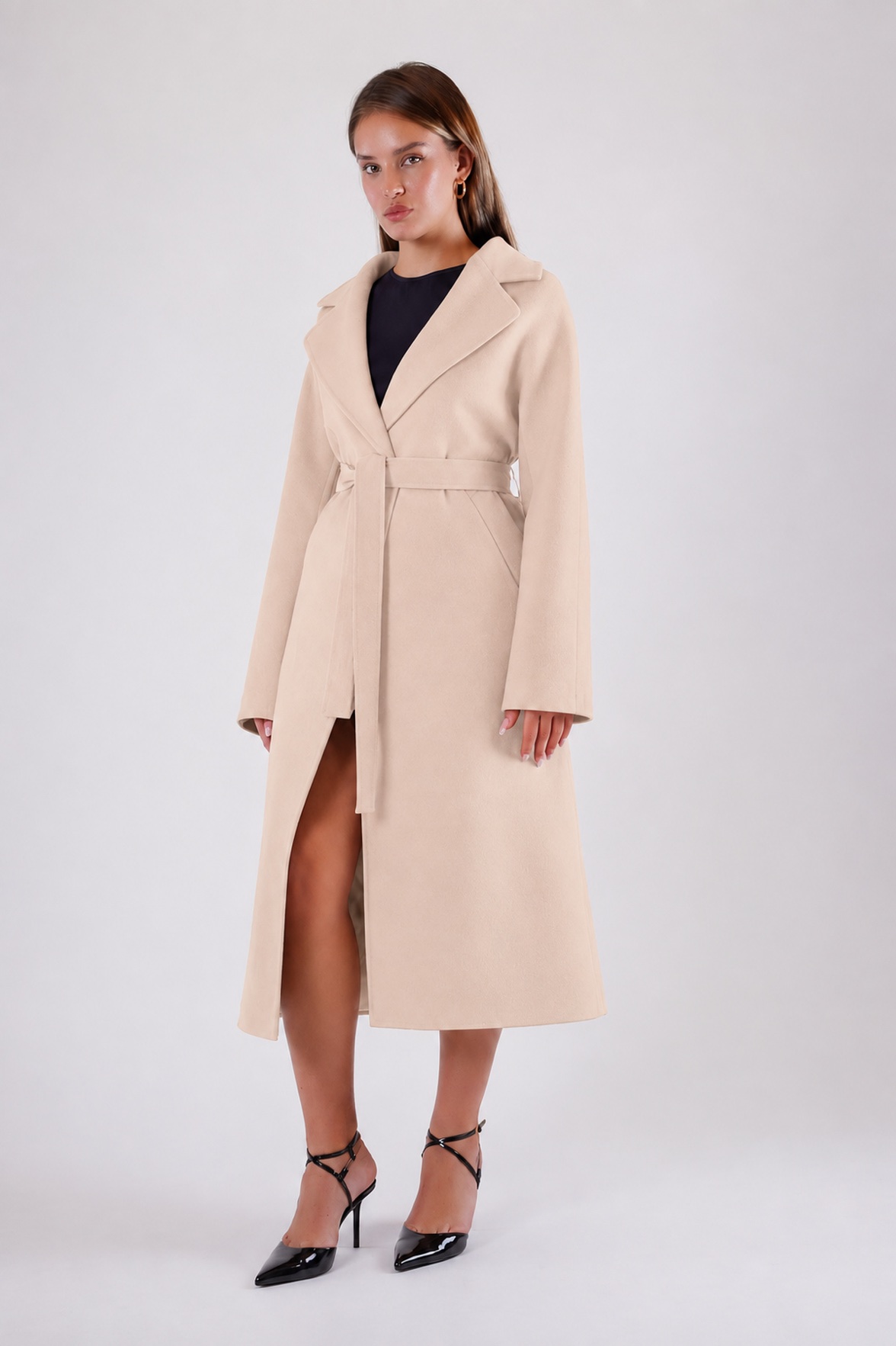 Manteau en cachemire crème, LC Leather Club