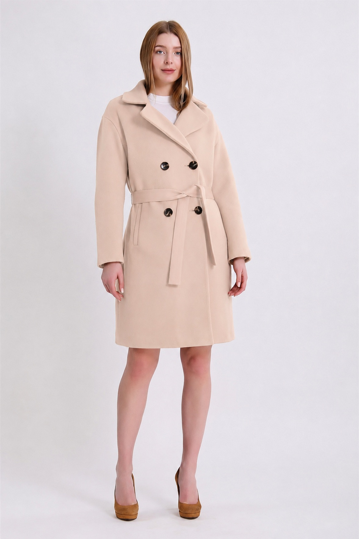 Manteau en cachemire crème, LC Leather Club