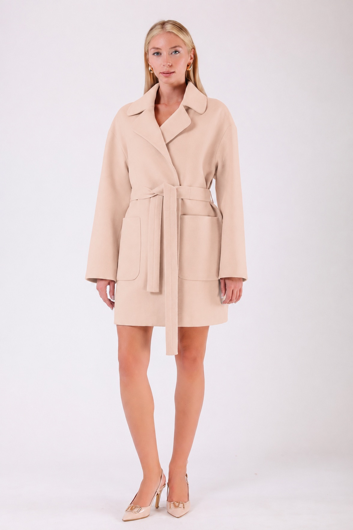 Manteau en cachemire couleur crème, LC Leather Club