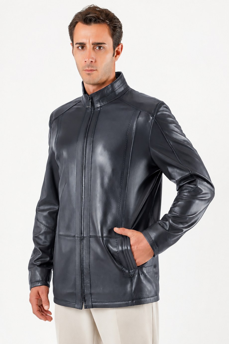Lacivert Hakiki Deri Kaban, LC Leather Club
