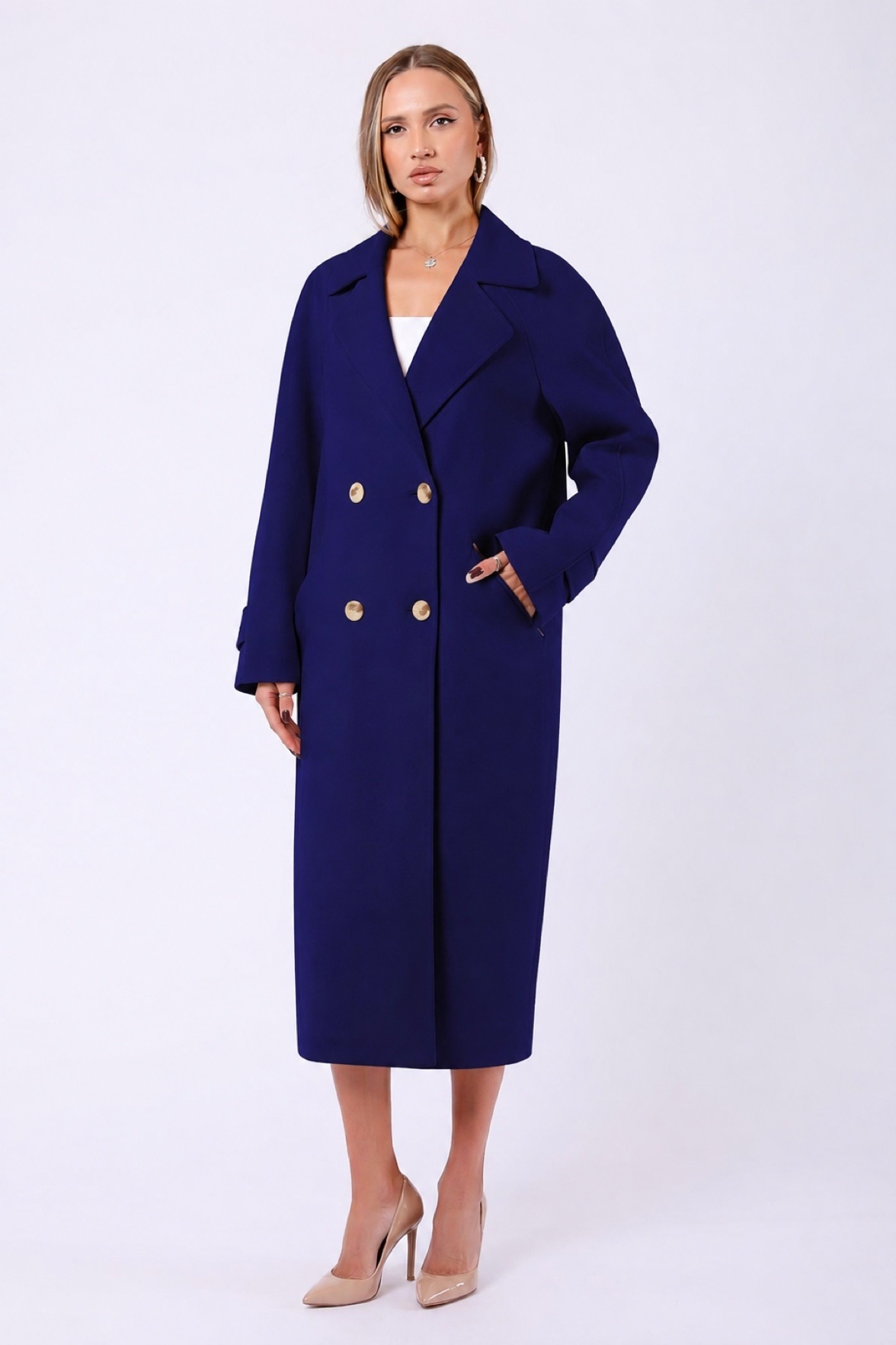 Manteau Katherine en pur cachemire bleu marine, LC Leather Club