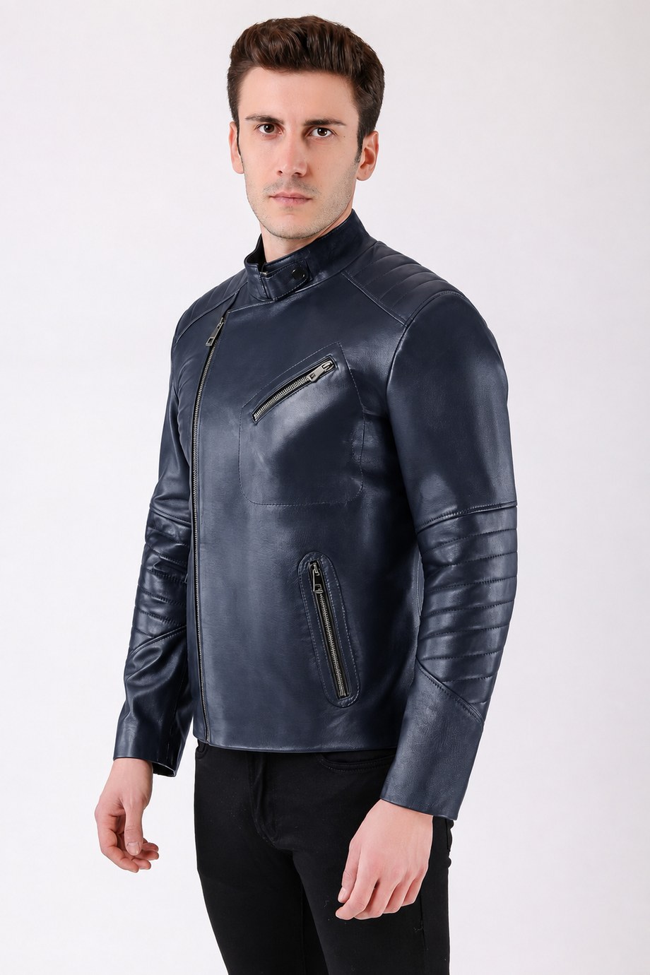 Lacivert Jake Hakiki Deri Ceket, LC Leather Club