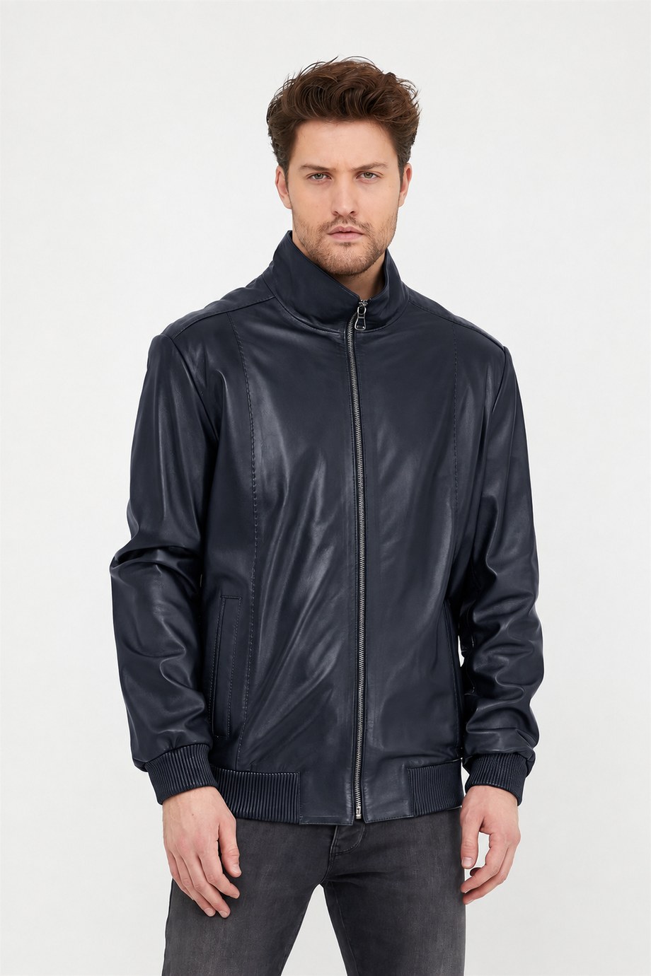 Lacivert Klasik Deri Ceket, LC Leather Club