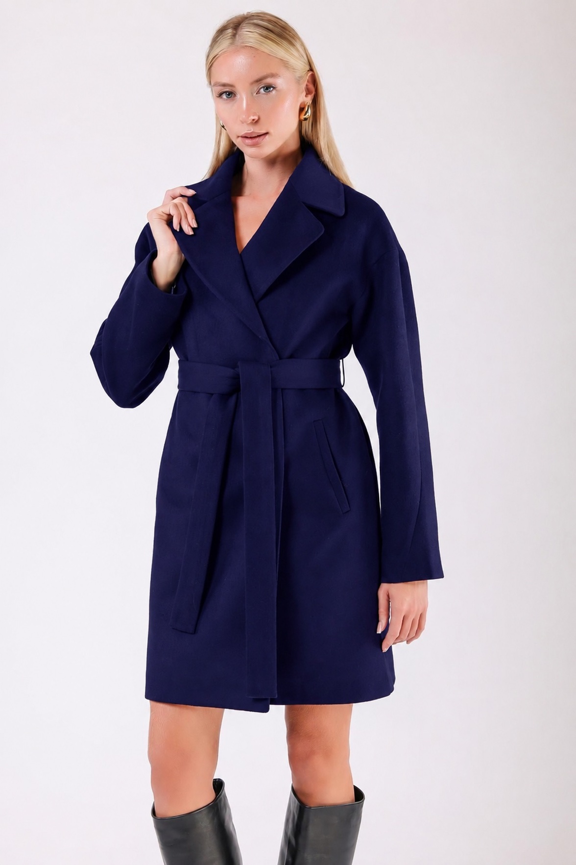 Manteau en cachemire bleu marine sursize, LC Leather Club