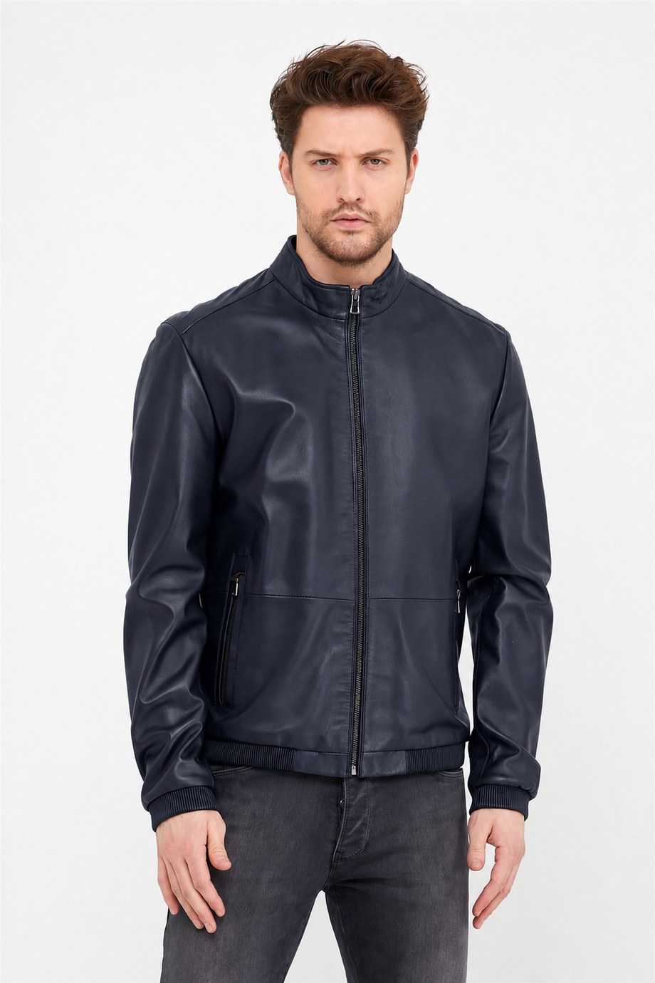 Lacivert Vejetal Deri Ceket, LC Leather Club