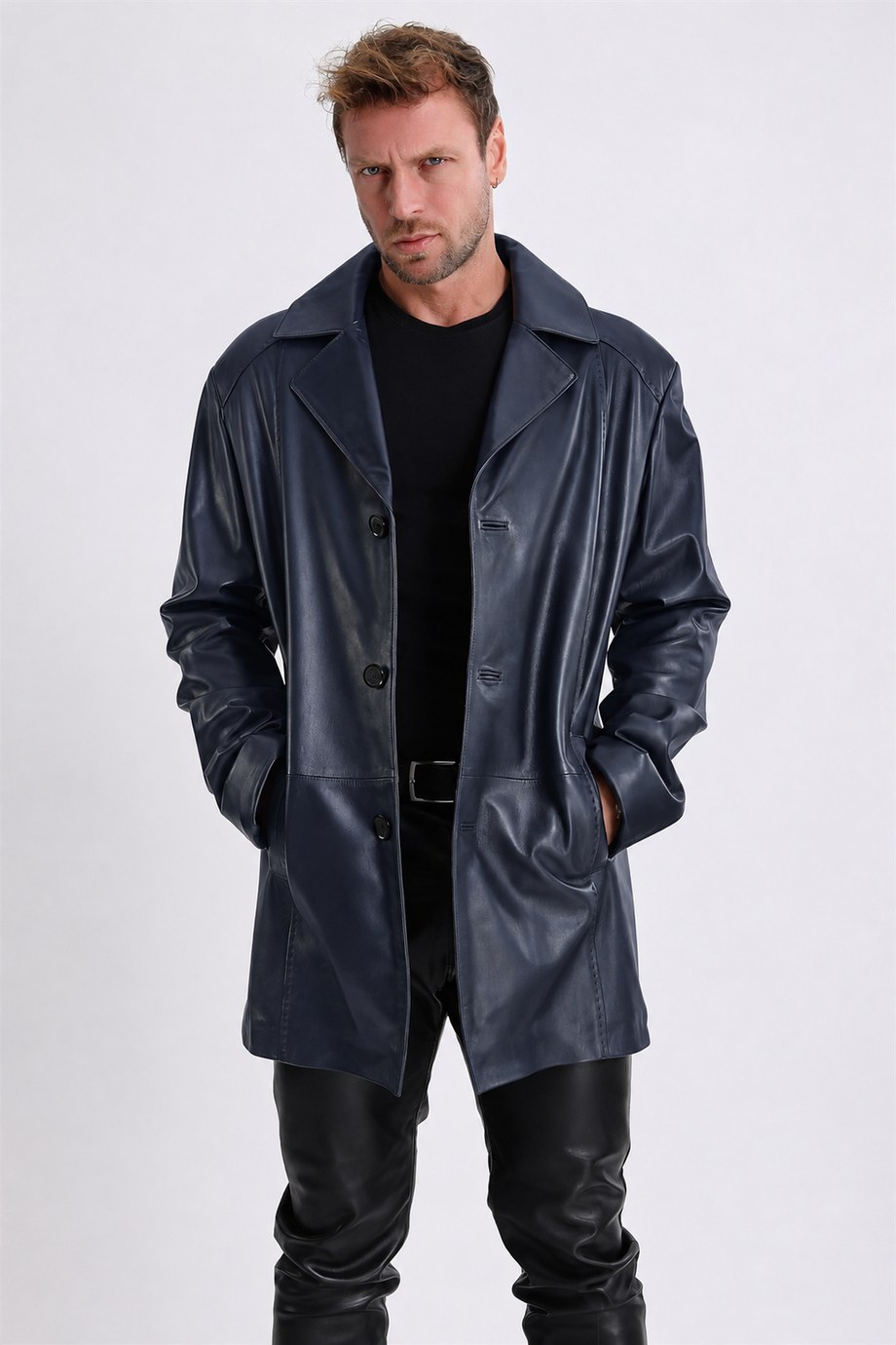 Lacivert Vejetal Deri Kaban, LC Leather Club
