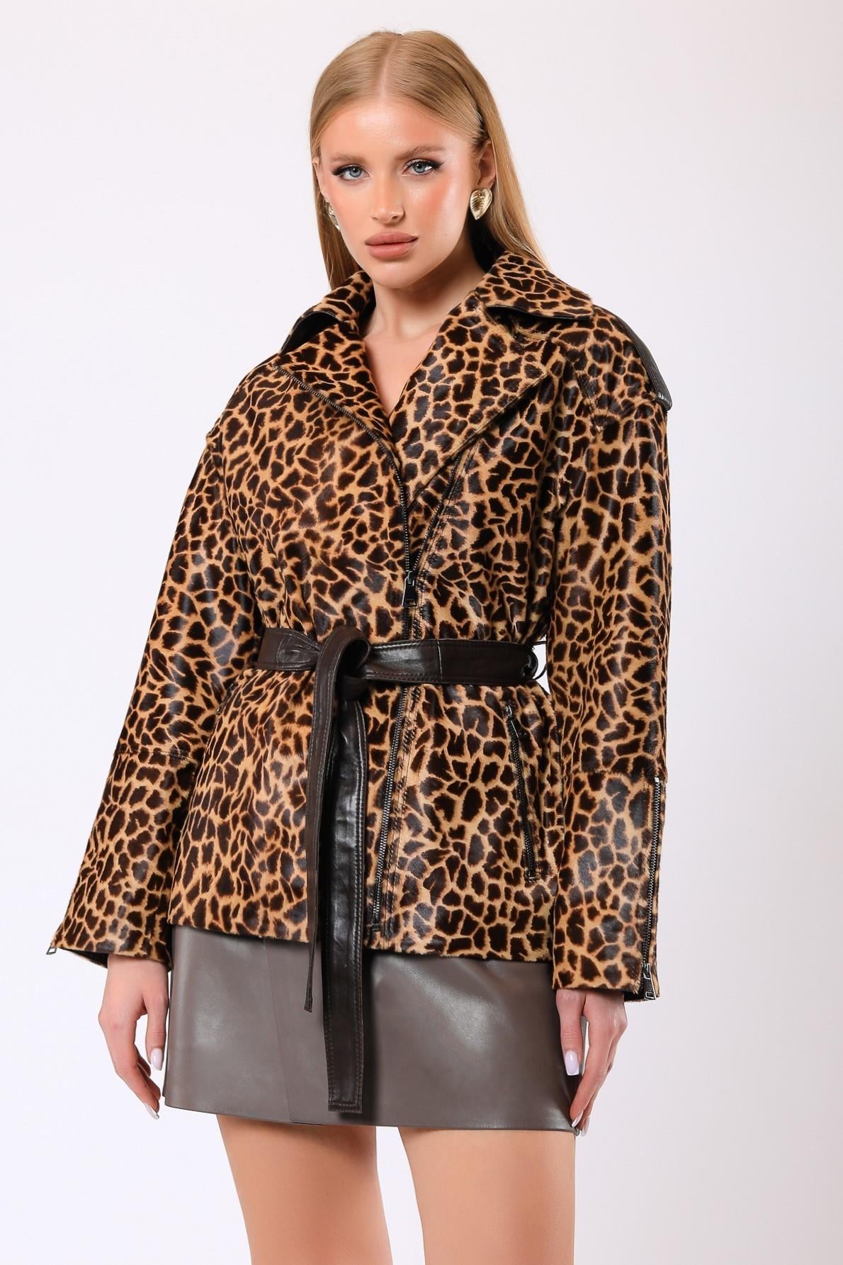 Ledermantel Emily mit Leopardenmuster, LC Leather Club