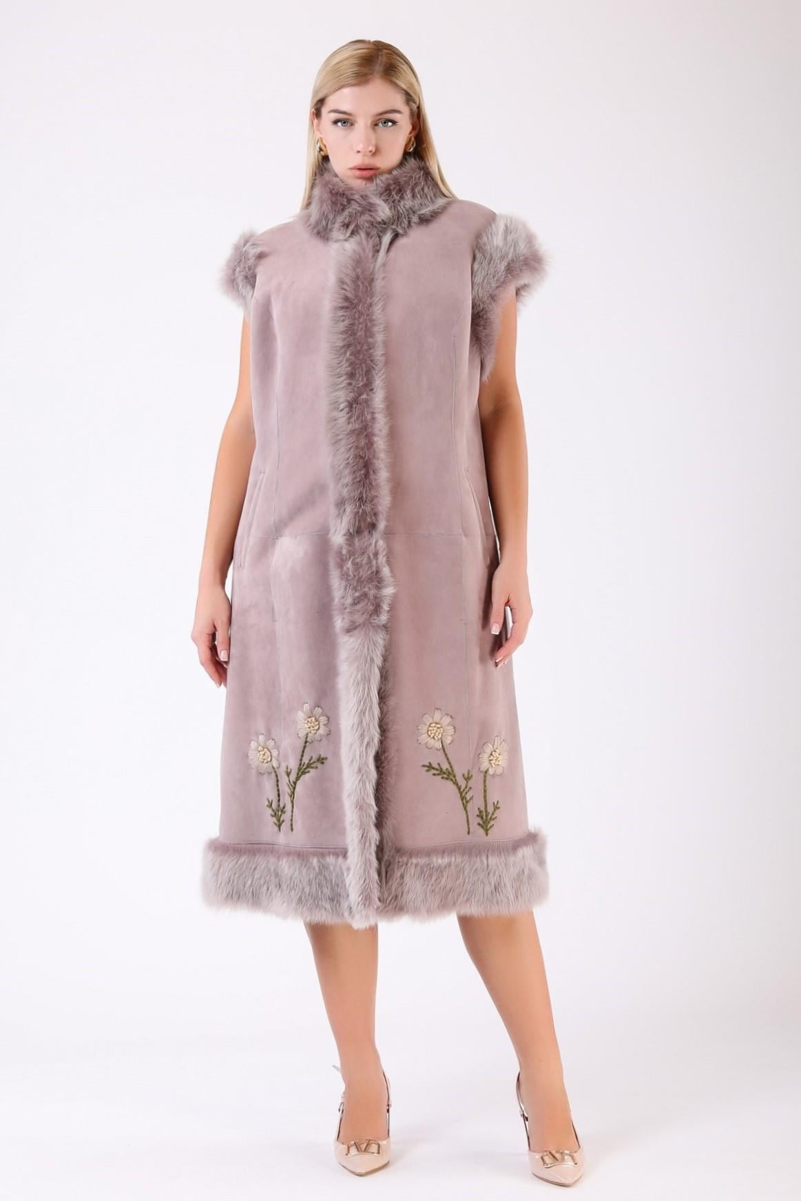 Gilet en fourrure Orion lilas, LC Leather Club