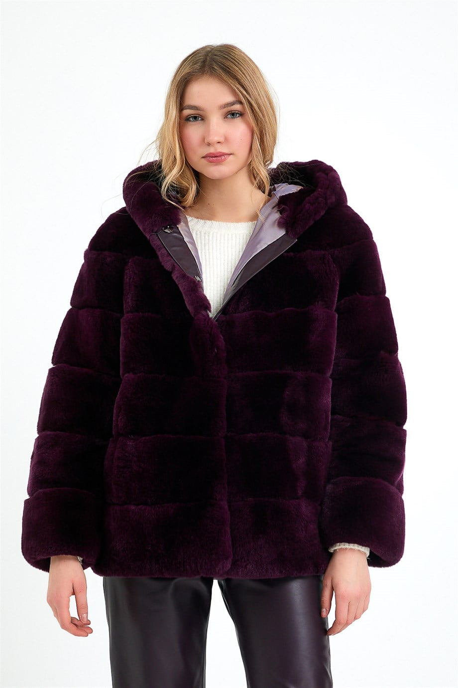 Manteau en rex lilas, LC Leather Club
