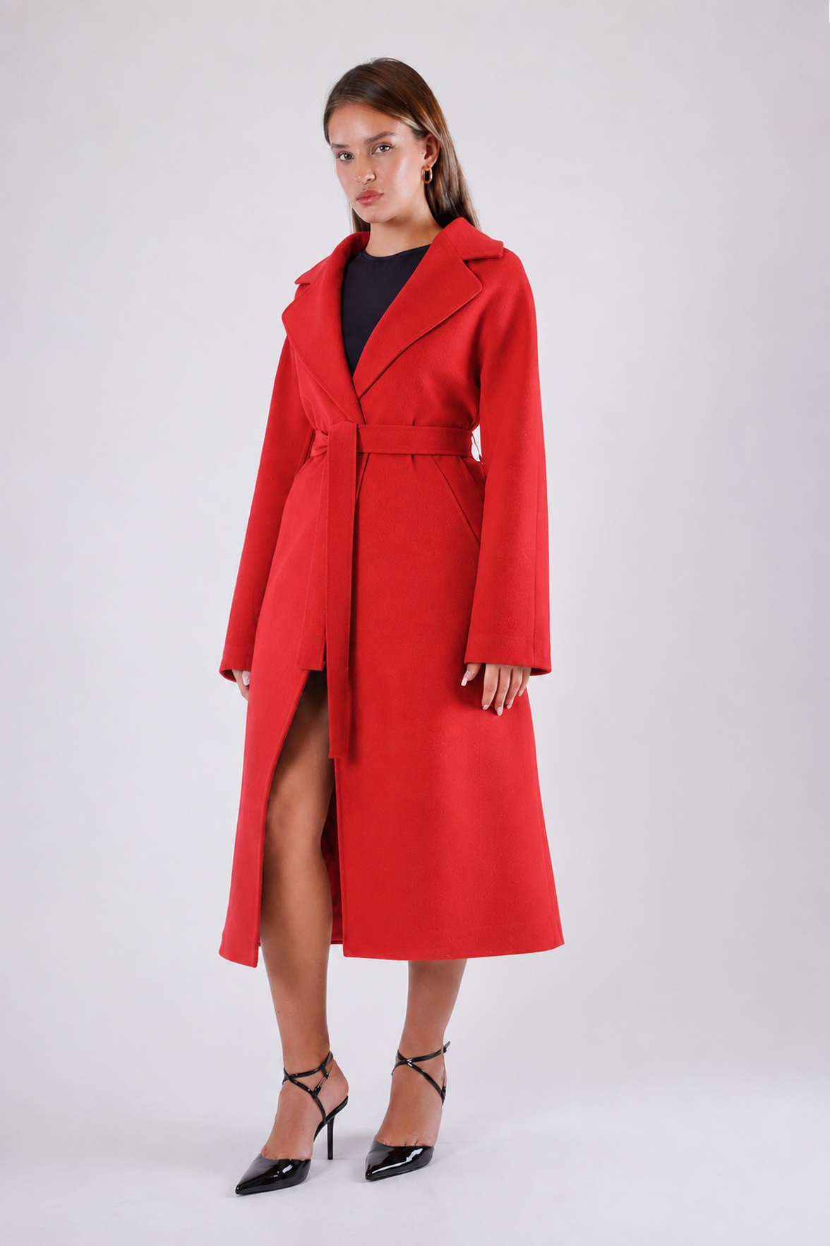 Manteau en cachemire rouge grenade, LC Leather Club