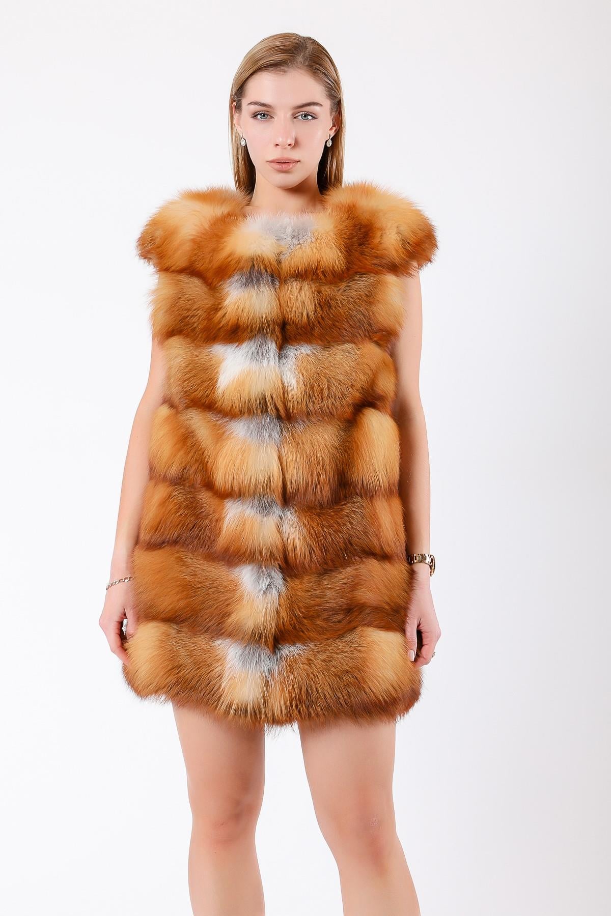 Natural Gold Fox Fur Coat, LC Leather Club