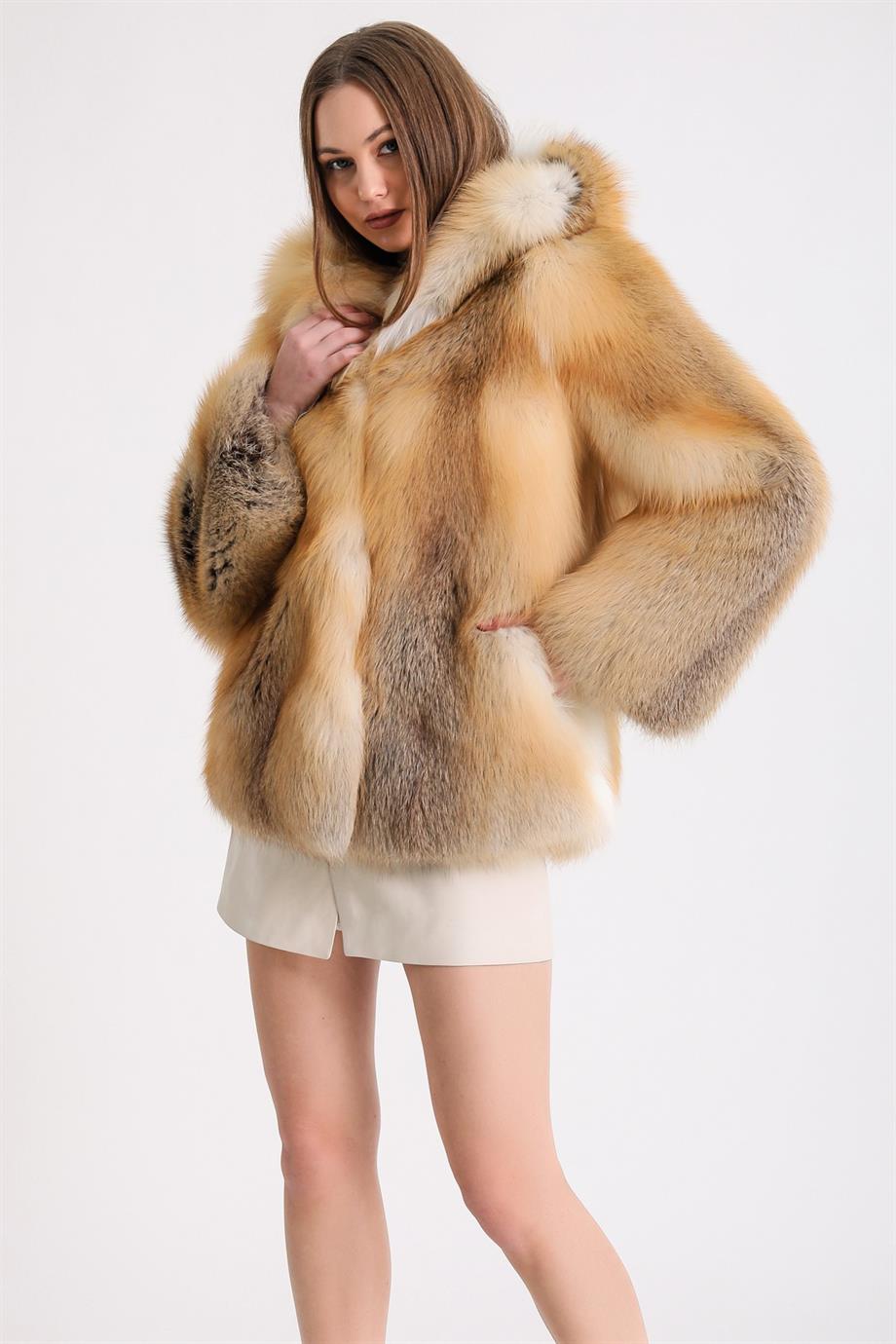 Natur Gold Fuchspelzmantel, LC Leather Club