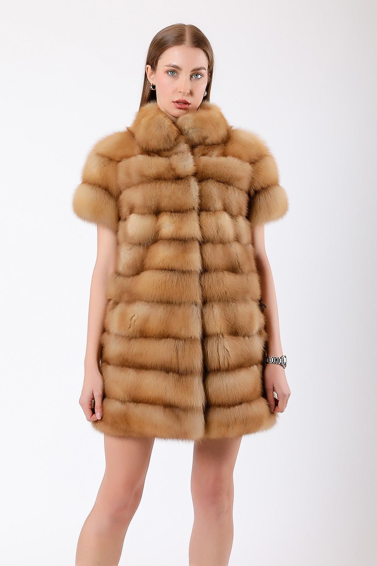 Gilet en fourrure marron naturel, LC Leather Club
