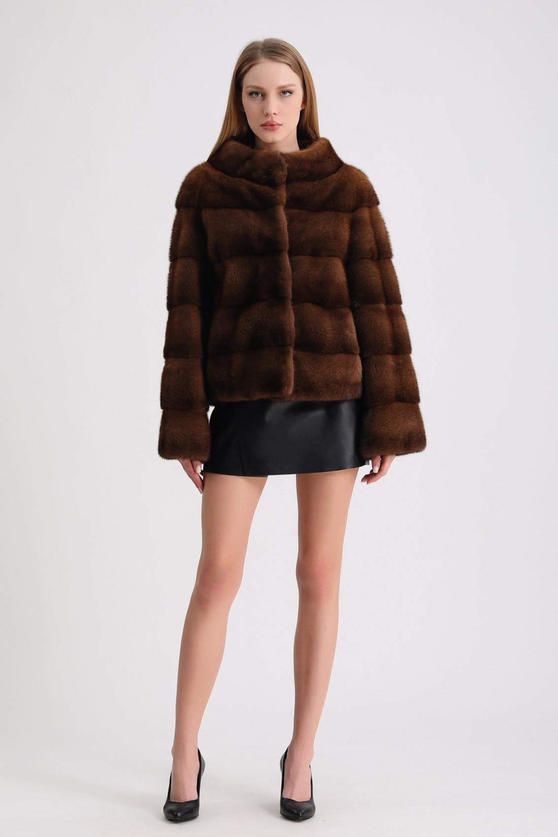 Manteau en vison brun naturel, LC Leather Club