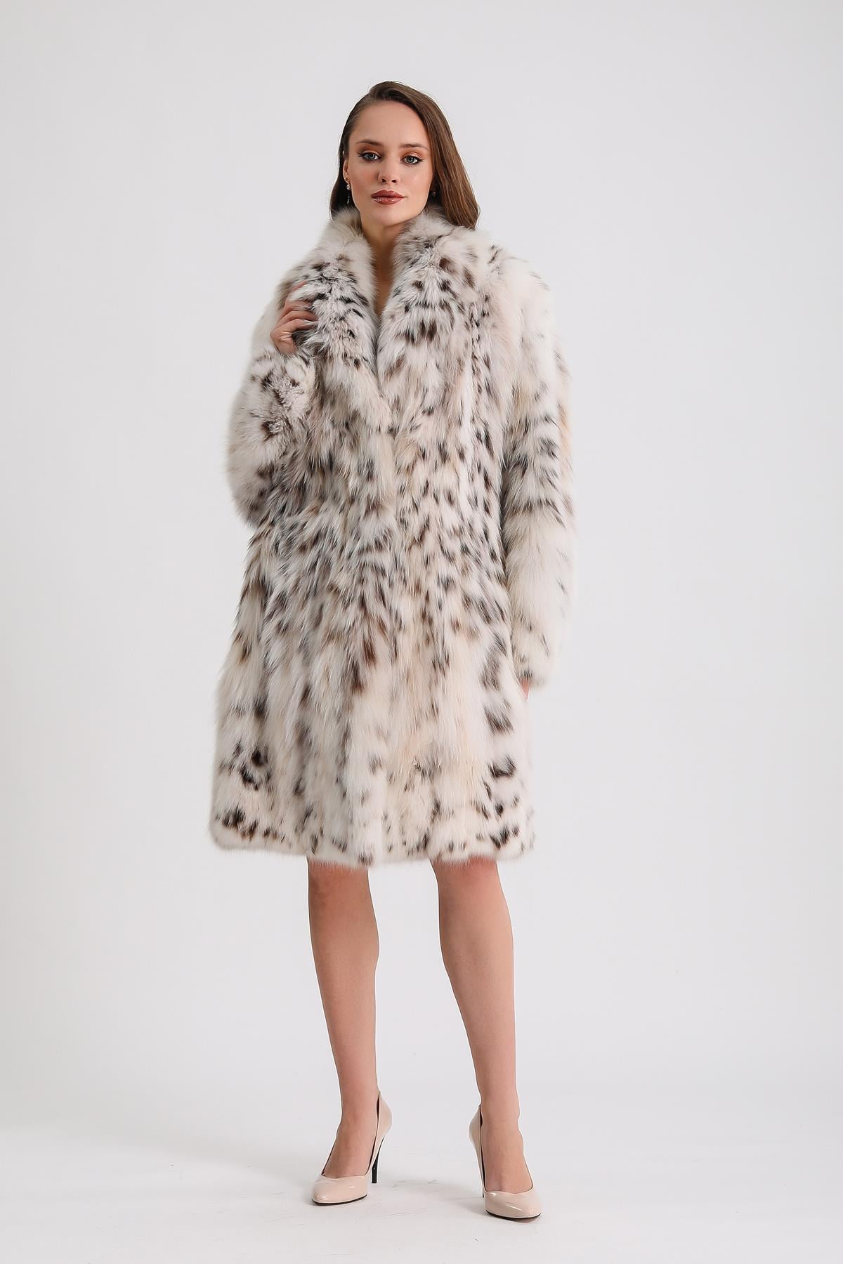 Manteau en fourrure de lynx naturel, LC Leather Club