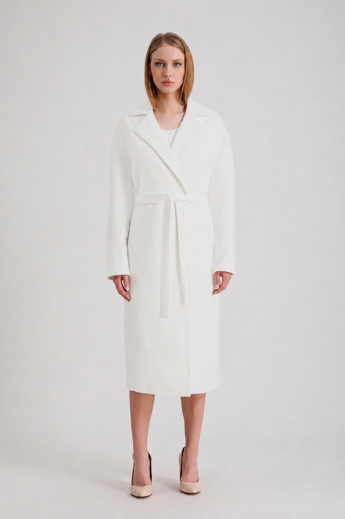 Manteau en cachemire blanc optique, LC Leather Club