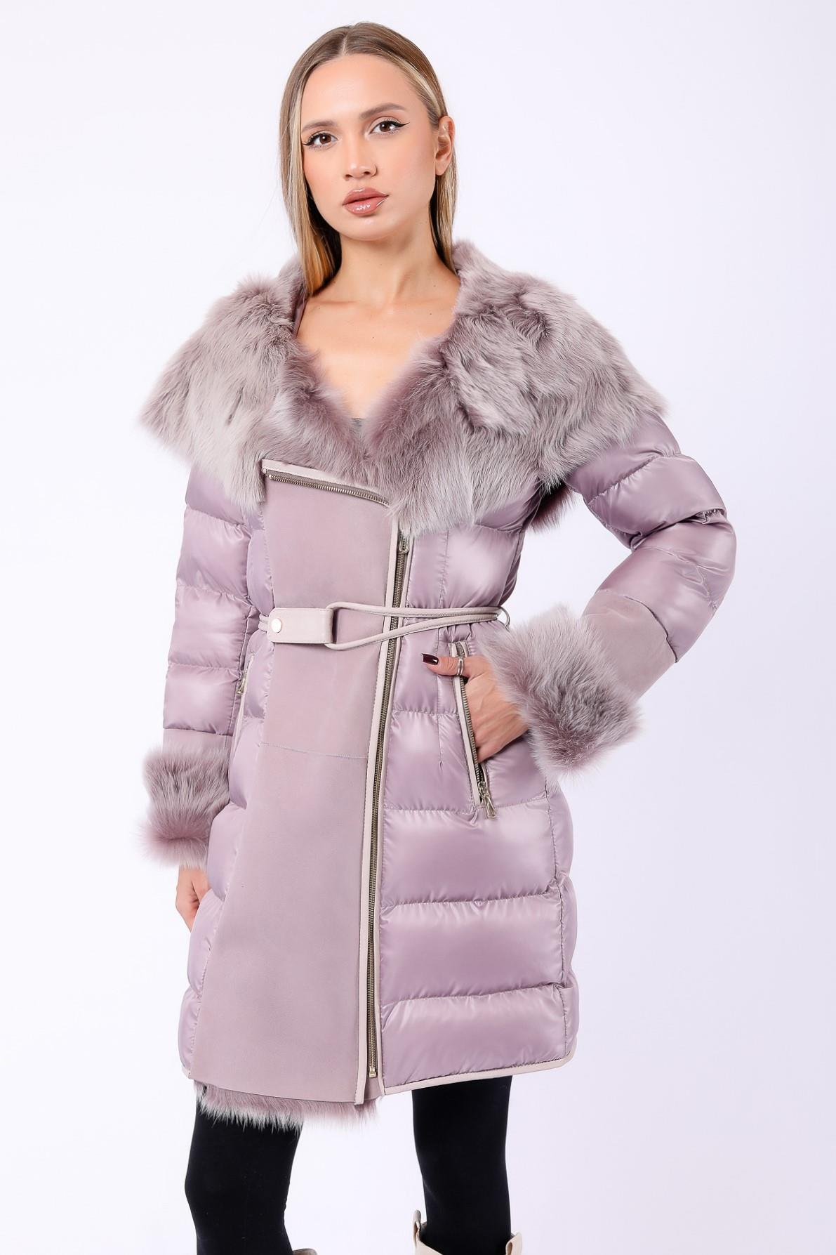 Orion Pembe Toskana Süet Kürk Kaban, LC Leather Club