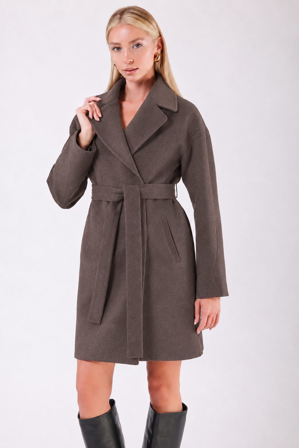 Kahve Oversize Kaşmir Kaban, LC Leather Club