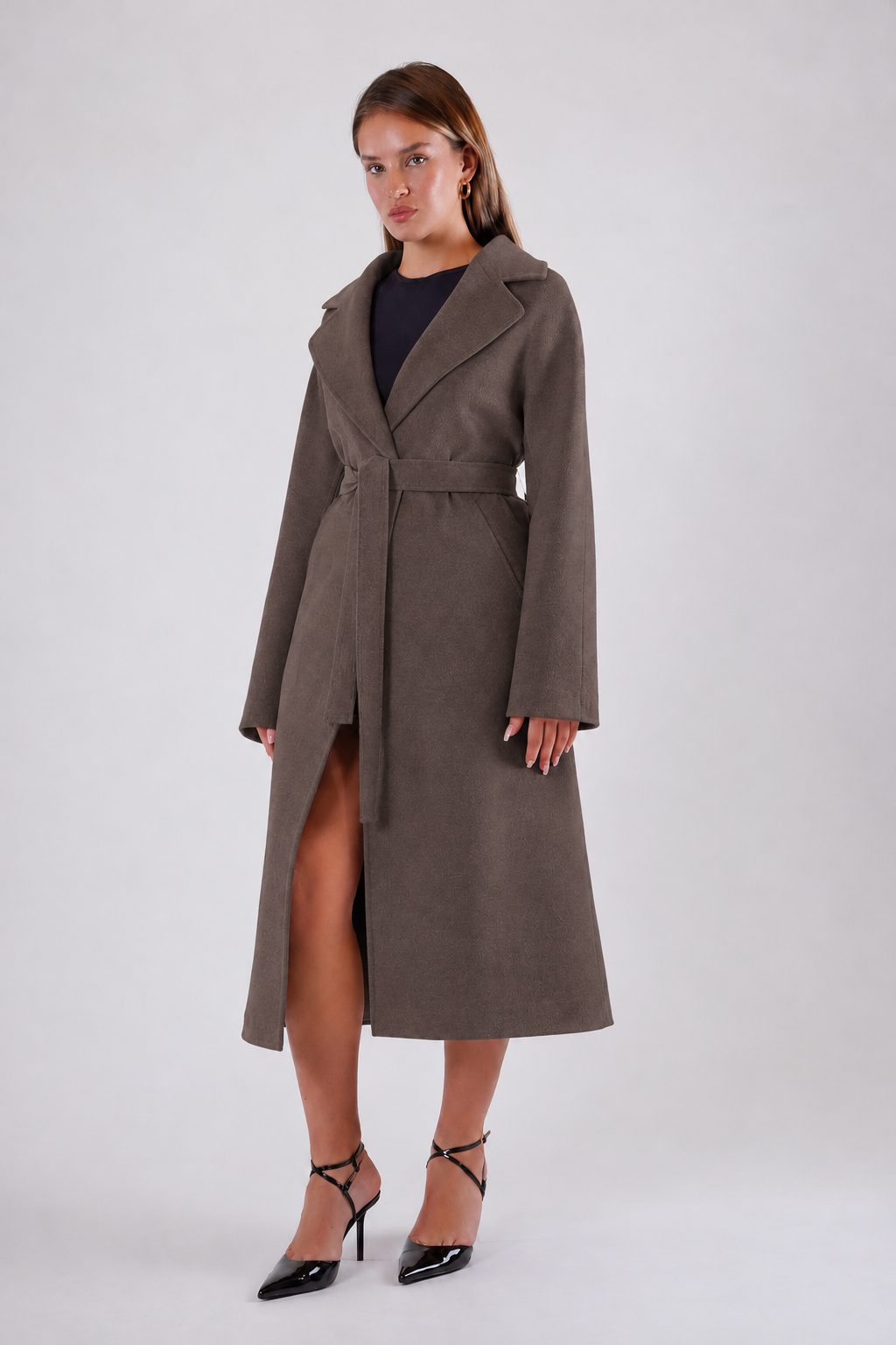 Brown Cashmere Coat, LC Leather Club