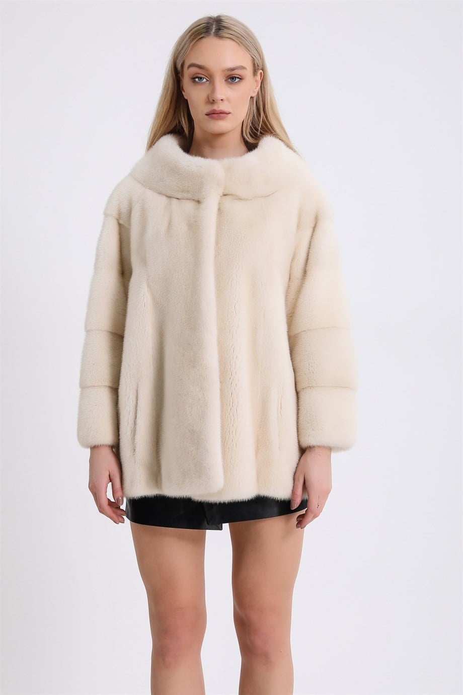 Veste en vison blanc nacré, LC Leather Club