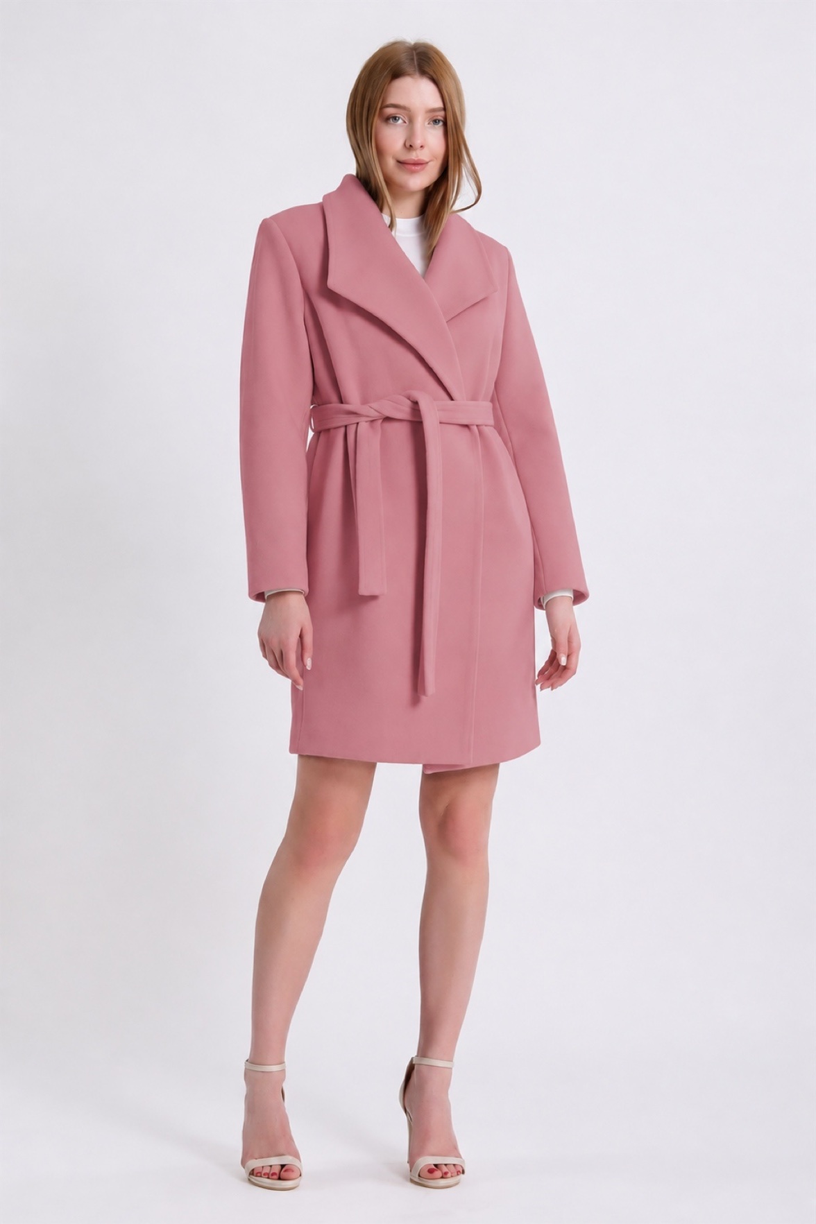 Manteau en cachemire rose, LC Leather Club