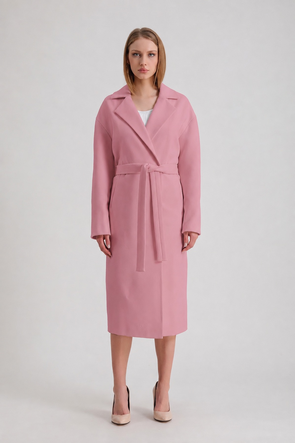 Manteau en cachemire rose, LC Leather Club