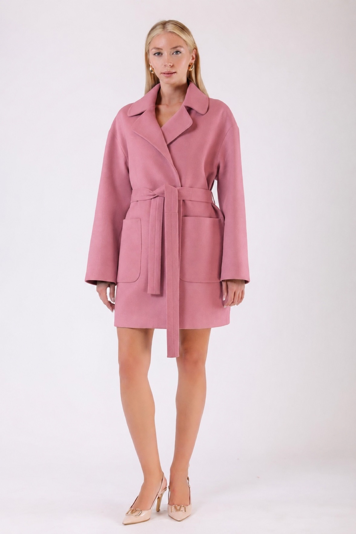 Manteau en cachemire rose, LC Leather Club