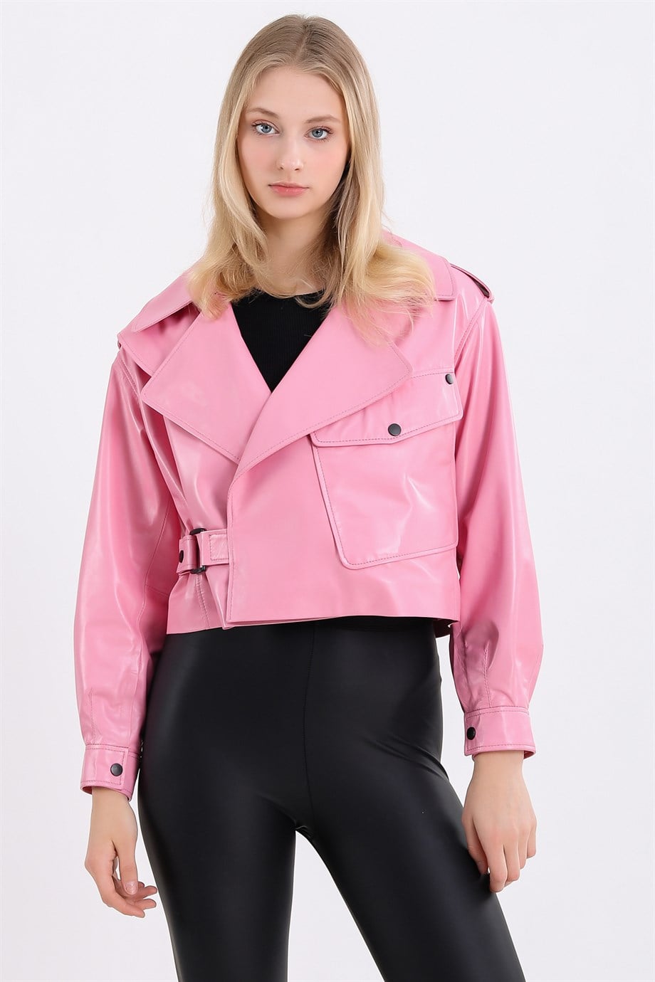 Veste en cuir rose oversized, LC Leather Club