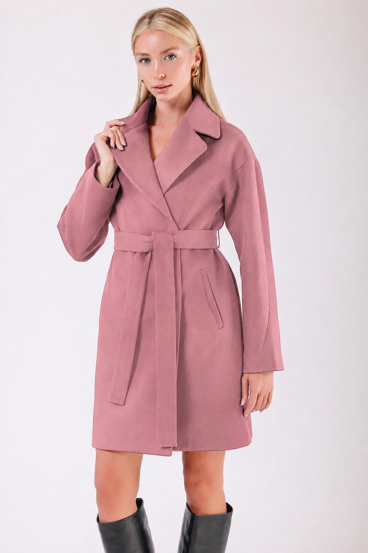 Manteau en cachemire rose sursize, LC Leather Club