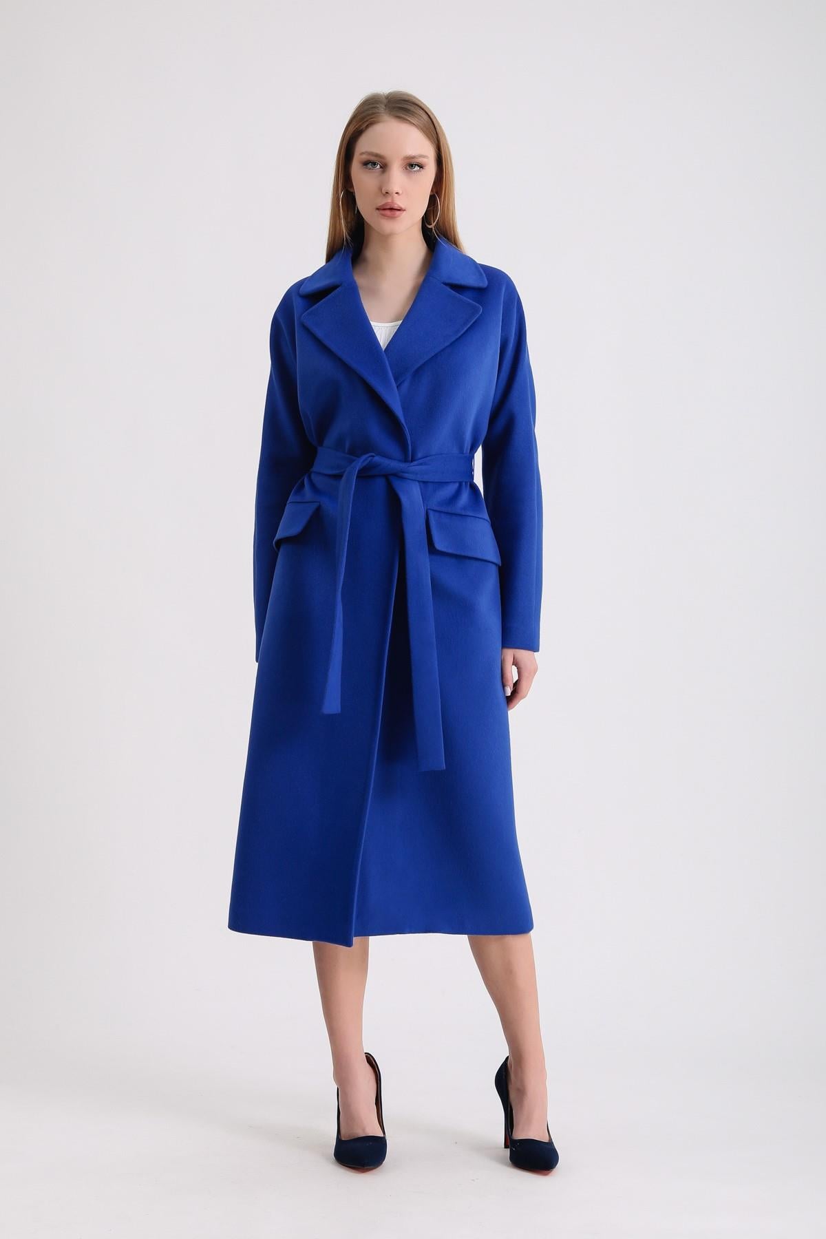 Manteau en cachemire bleu saks, LC Leather Club