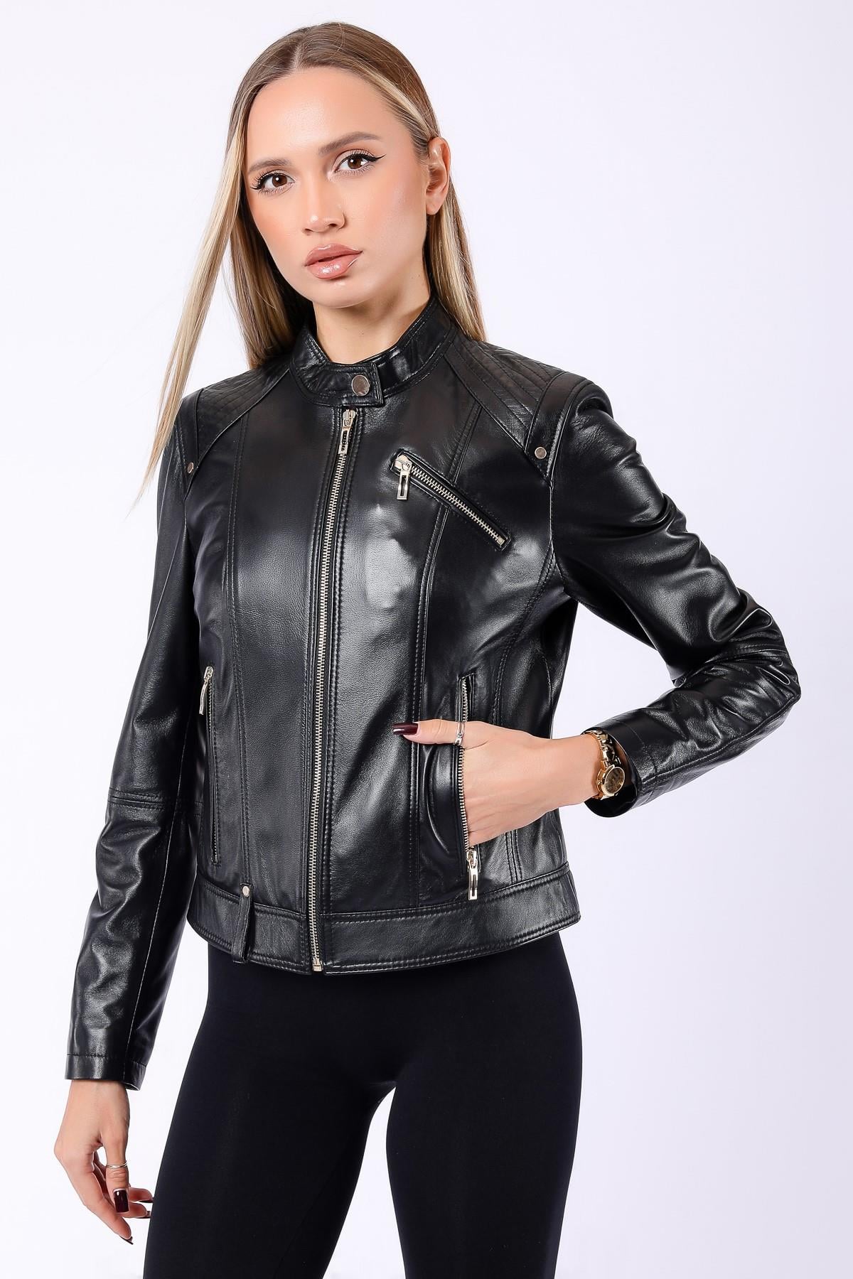 Veste en cuir noir Biker, LC Leather Club