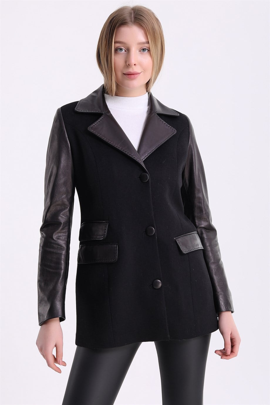 Schwarzes Kaschmir-Blazer, LC Leather Club
