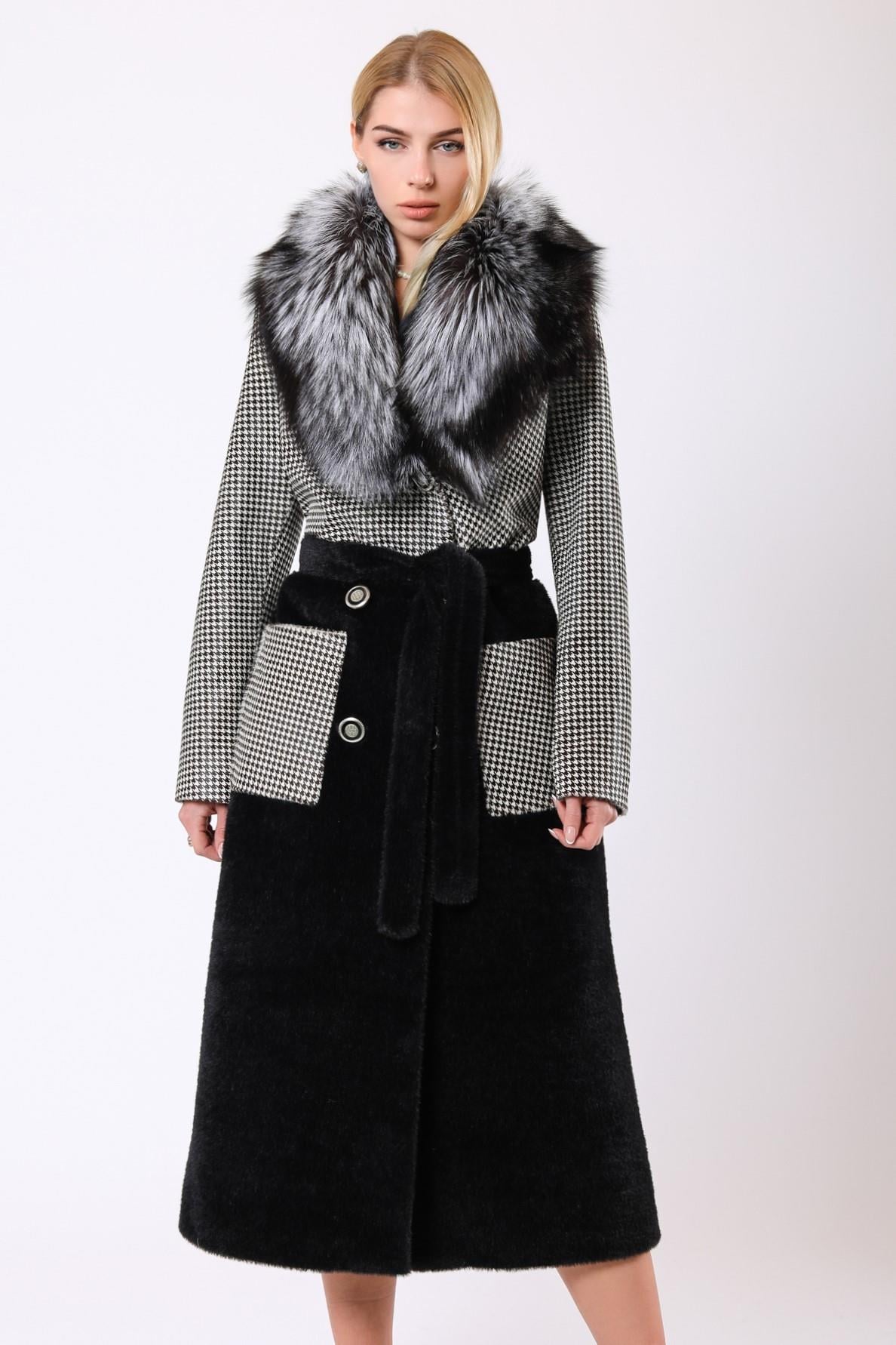 Manteau Charlotte en fourrure de Cavallino motif panthère noir, LC Leather Club