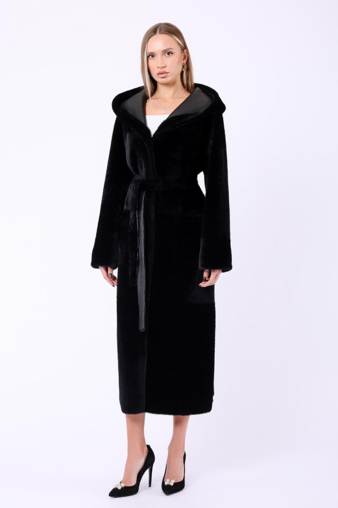 Manteau en fourrure noir réversible, LC Leather Club