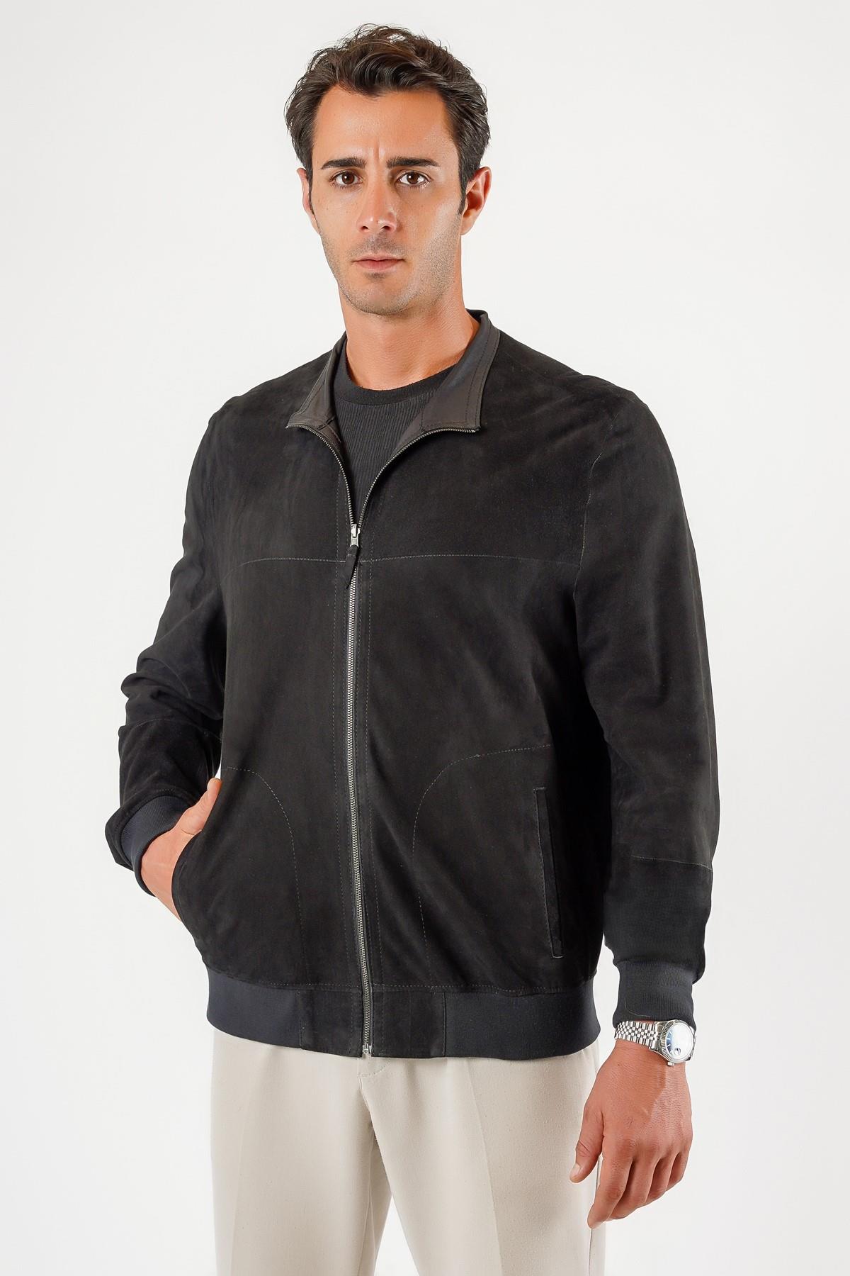 Veste en daim noir réversible, LC Leather Club