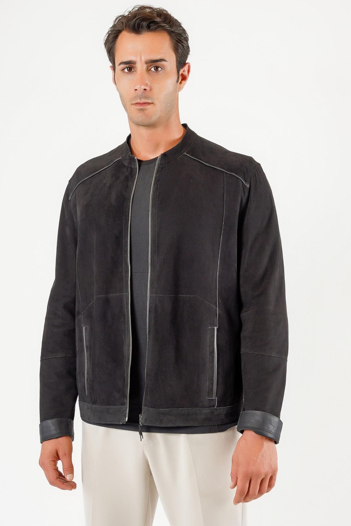 Veste en daim noir réversible, LC Leather Club