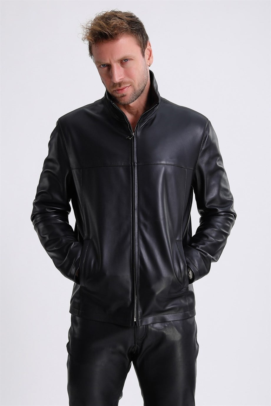 Veste Classic en cuir noir, LC Leather Club