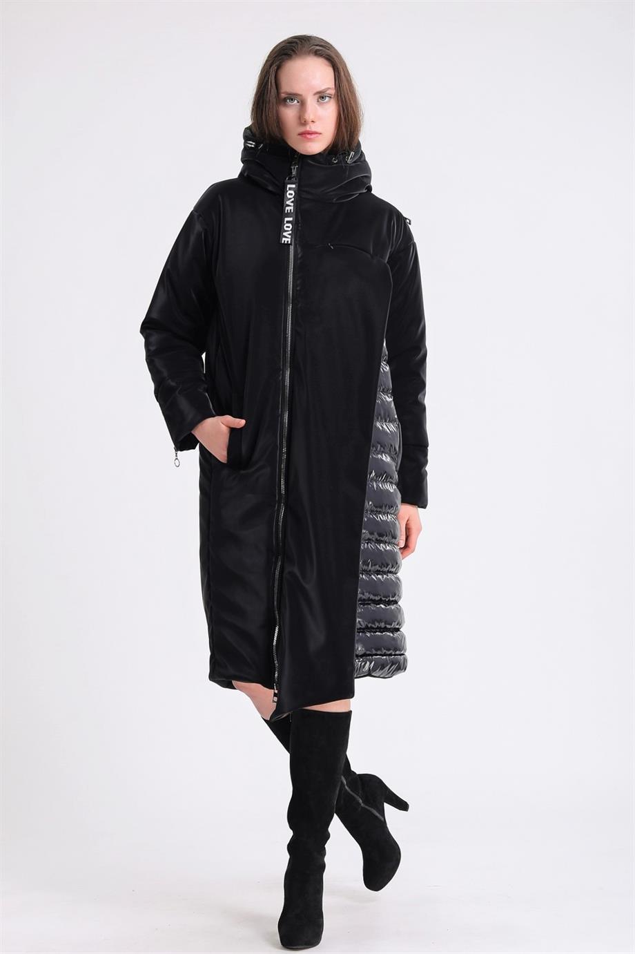 Doudoune Glam noire avec duvet d'oie, LC Leather Club
